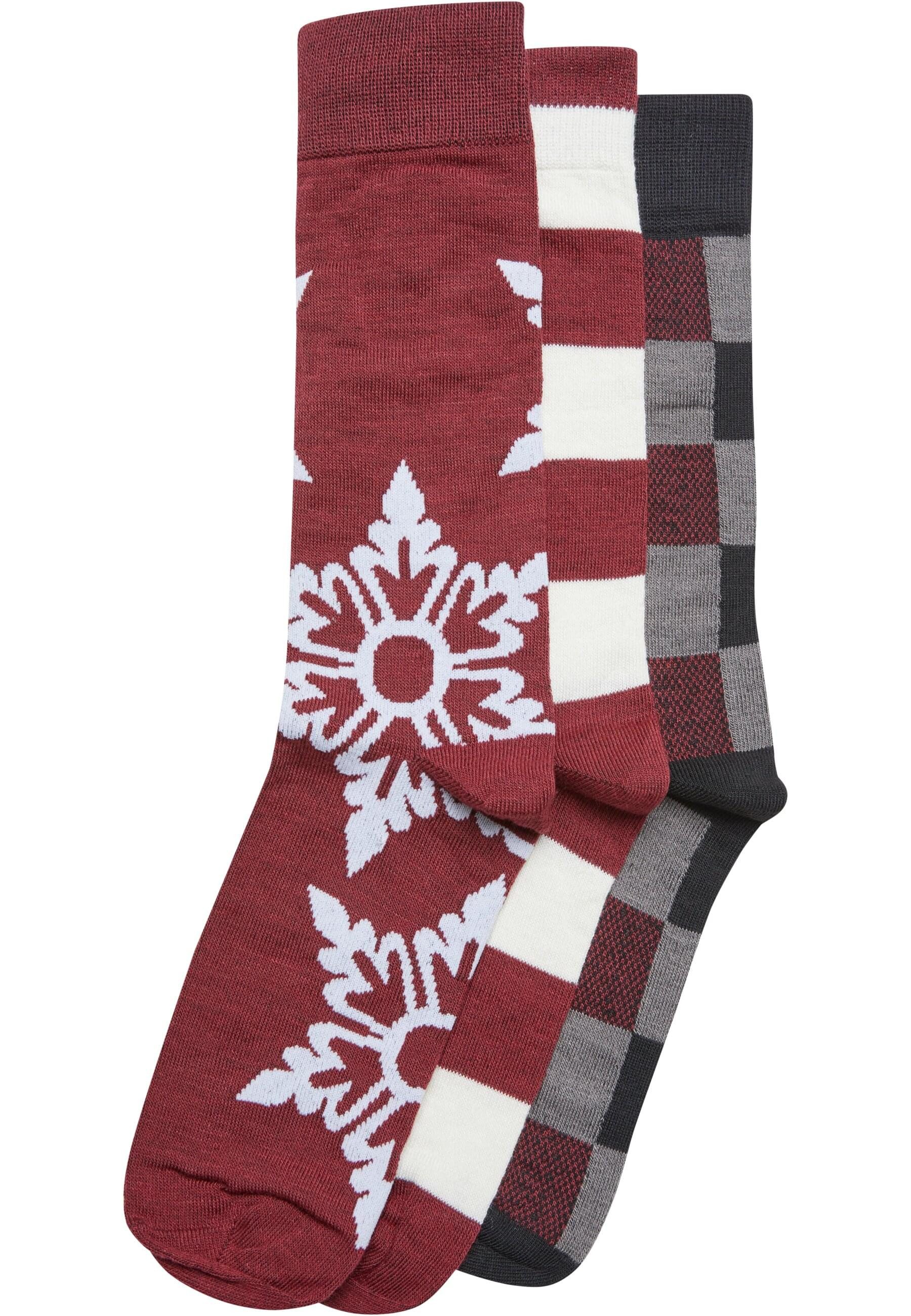 URBAN CLASSICS Basicsocken Urban Classics Unisex Christmas Snowflakes Socks 3-Pack (1-Paar)