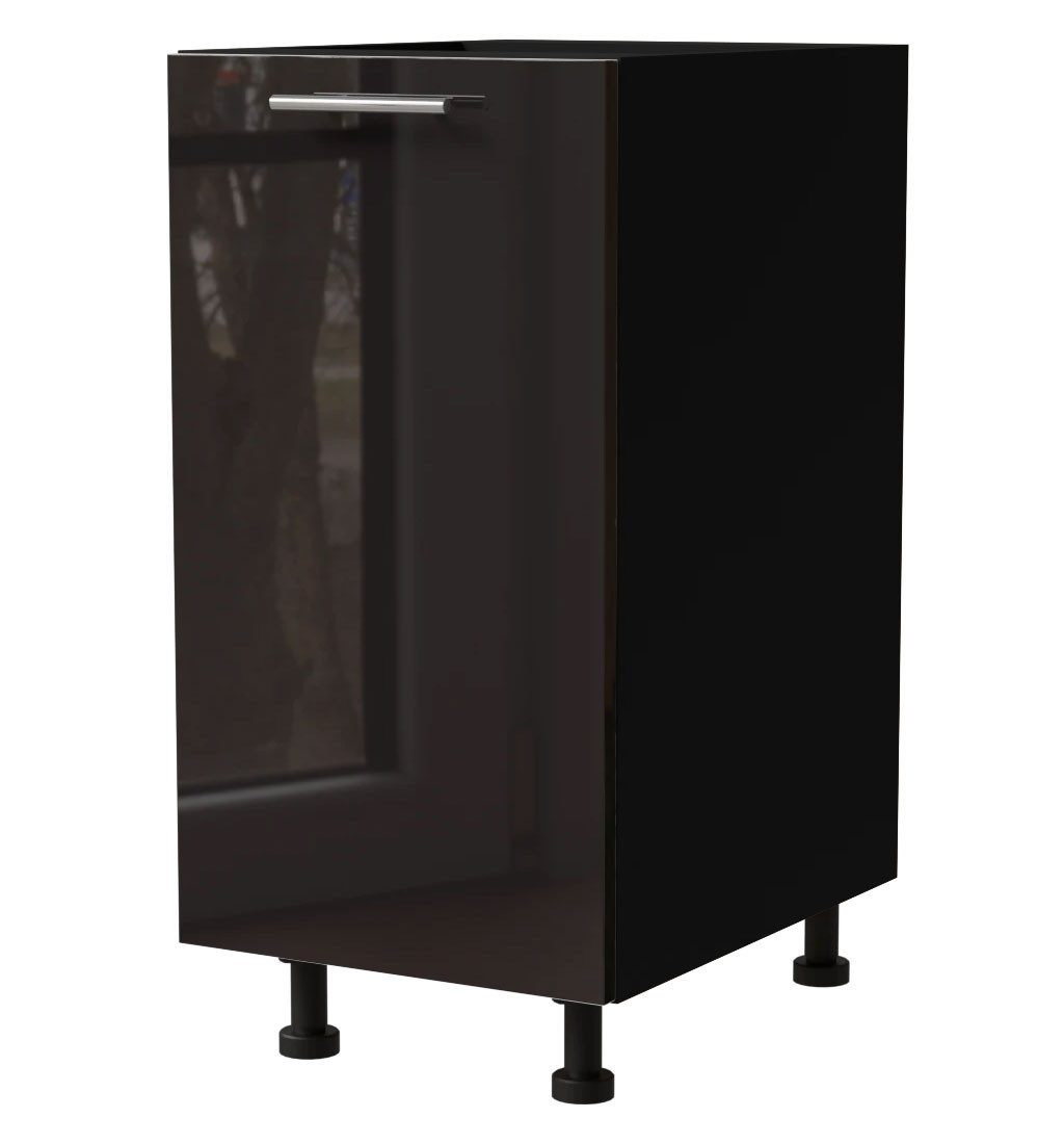 Feldmann-Wohnen Unterschrank Essen (D1D/40, 1-türig, 1 Einlegeboden, 1-St., moderne Optik, lackierte Fronten) 40x50x82cm schwarz - schwarz Hochglanz (ES-D1D/40)