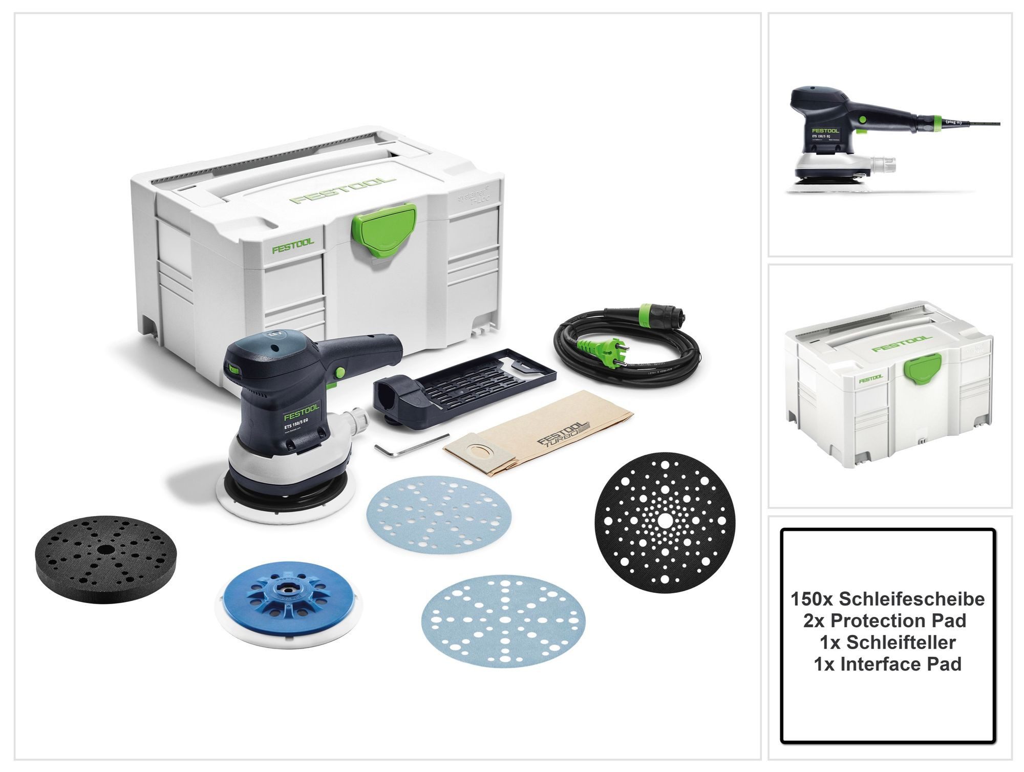 FESTOOL Exzenterschleifer ETS 150/5 EQ-Plus Exzenterschleifer 310 W 150 mm + 150x