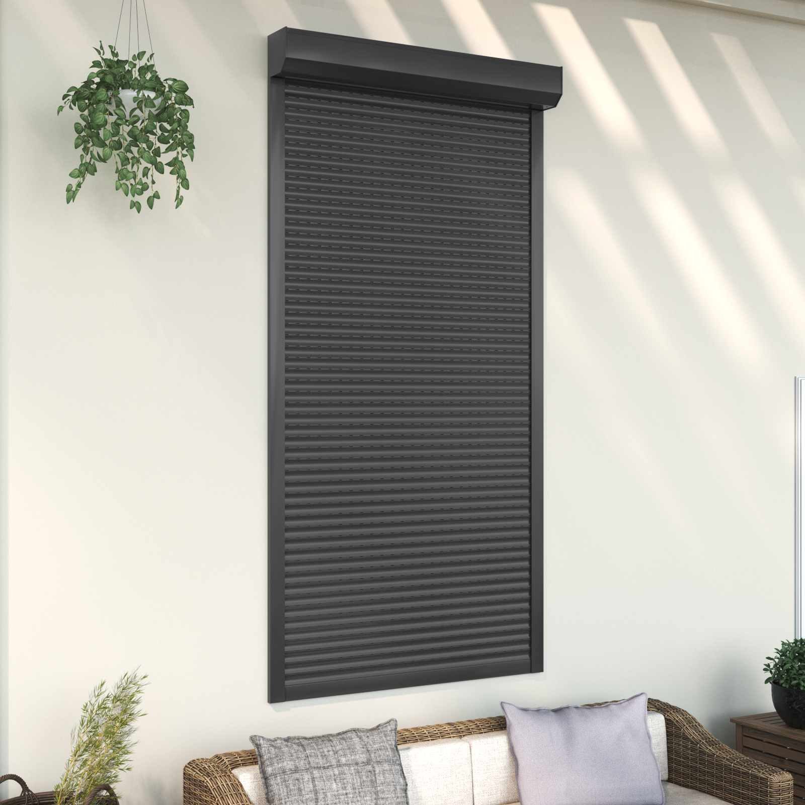 vidaXL Fensterladen Rollladen Anthrazit 110 x 220 cm Aluminium und Polyurethan, BxH: 14x220 cm, (1-St)