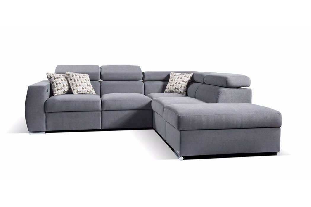 JVmoebel Ecksofa Graues L-Form Eck Modern, Made in Polster Stoff Design Couch Europe Textil Ecksofa
