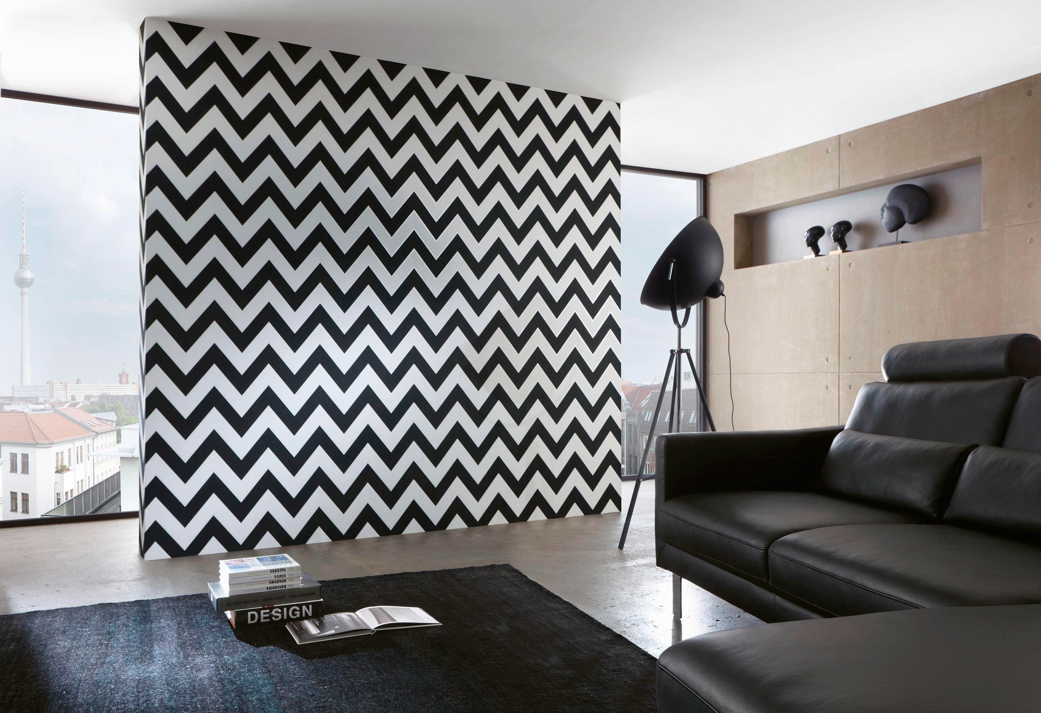 schwarz/weiß Geometrisch & A.S. Création living Tapete Black White, walls Modern grafisch, Vliestapete geometrisch,