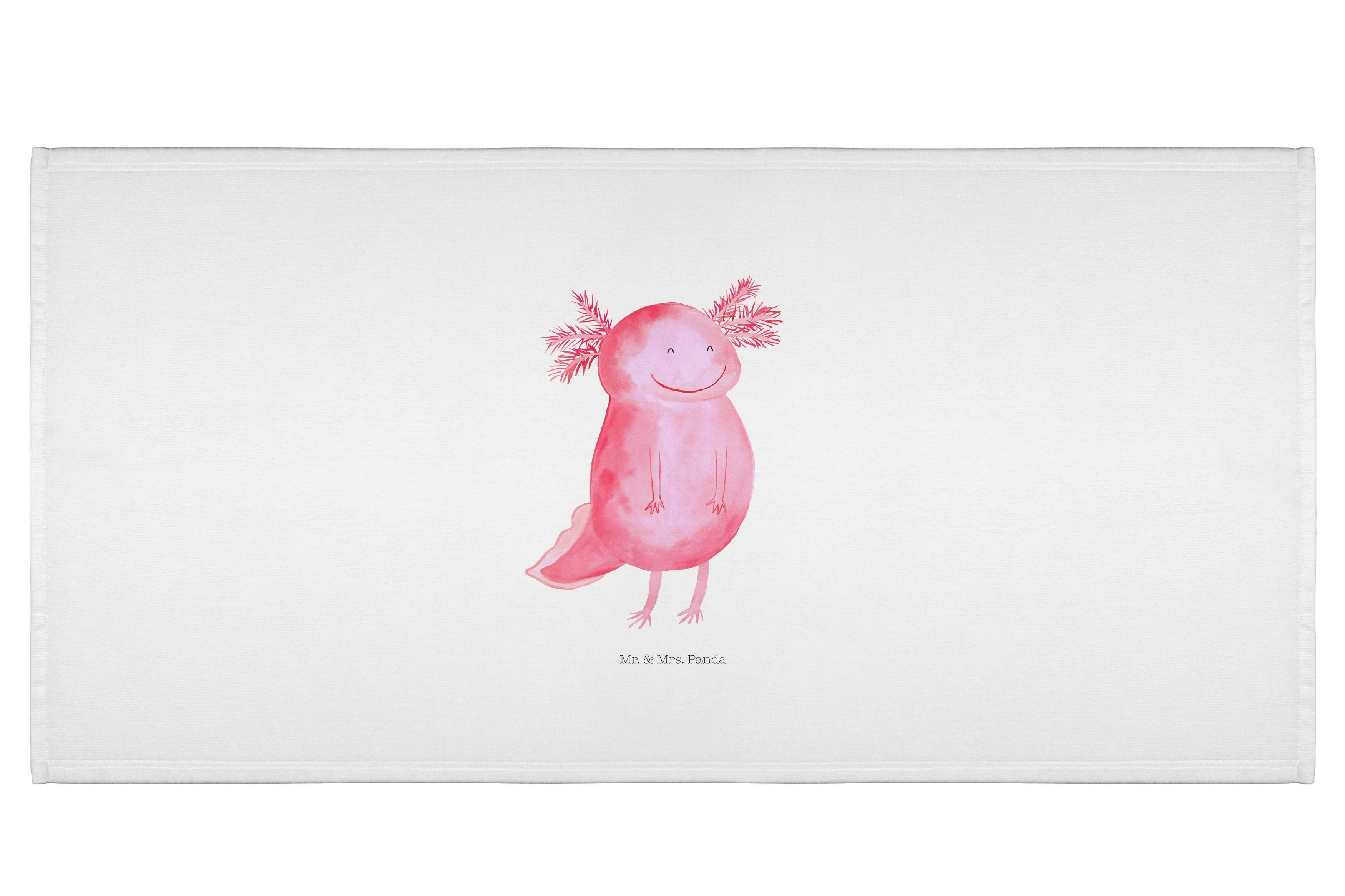 Mr. & Mrs. Panda Handtuch Axolotl glücklich - Weiß - Geschenk, Baby, Handtuch, groß, Kinder, Sc, (1-St) | Alle Handtücher