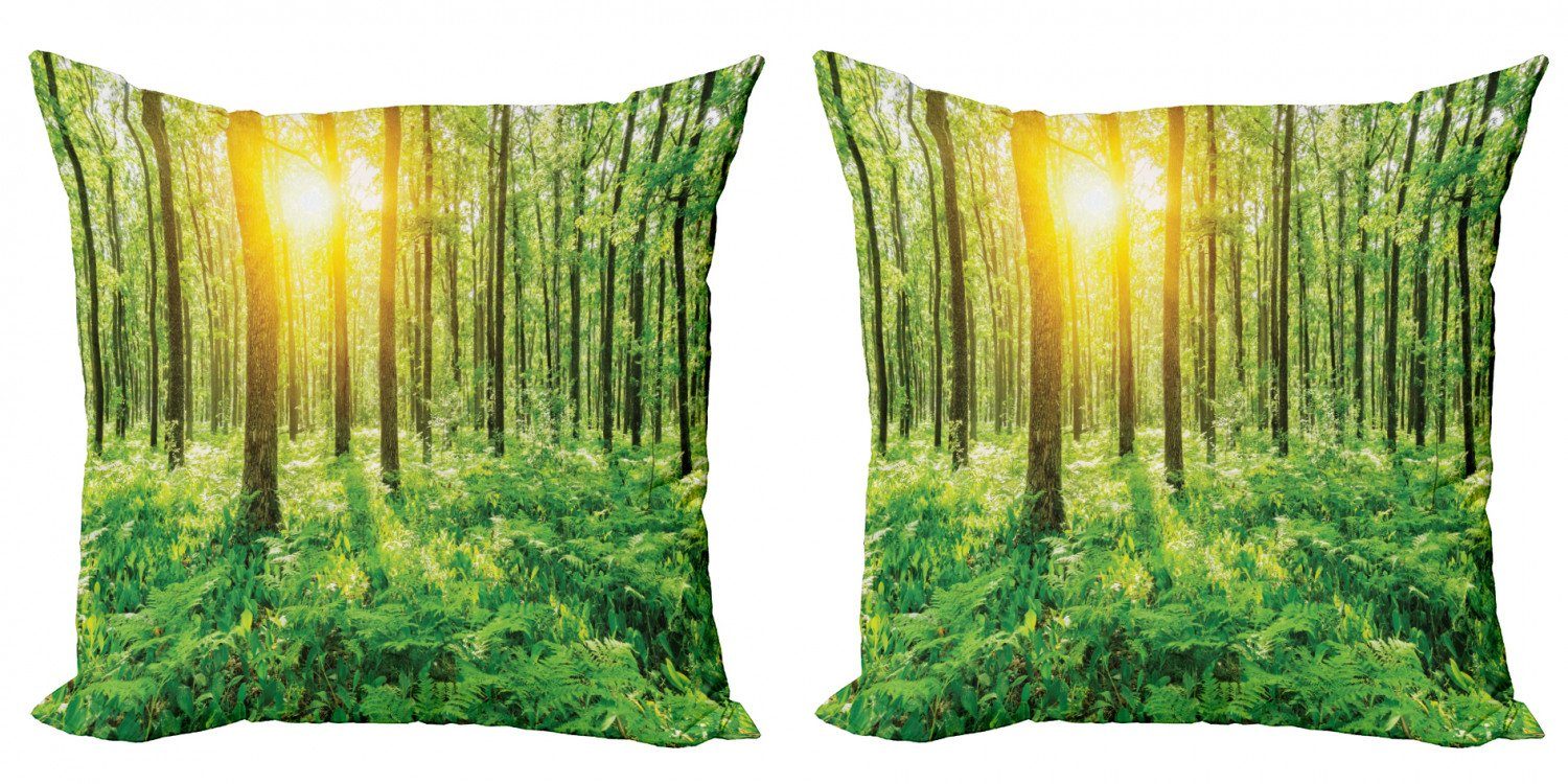 Accent (2 Digitaldruck, Abakuhaus Stück), Doppelseitiger Modern Frühling Natur Waldlaub Kissenbezüge