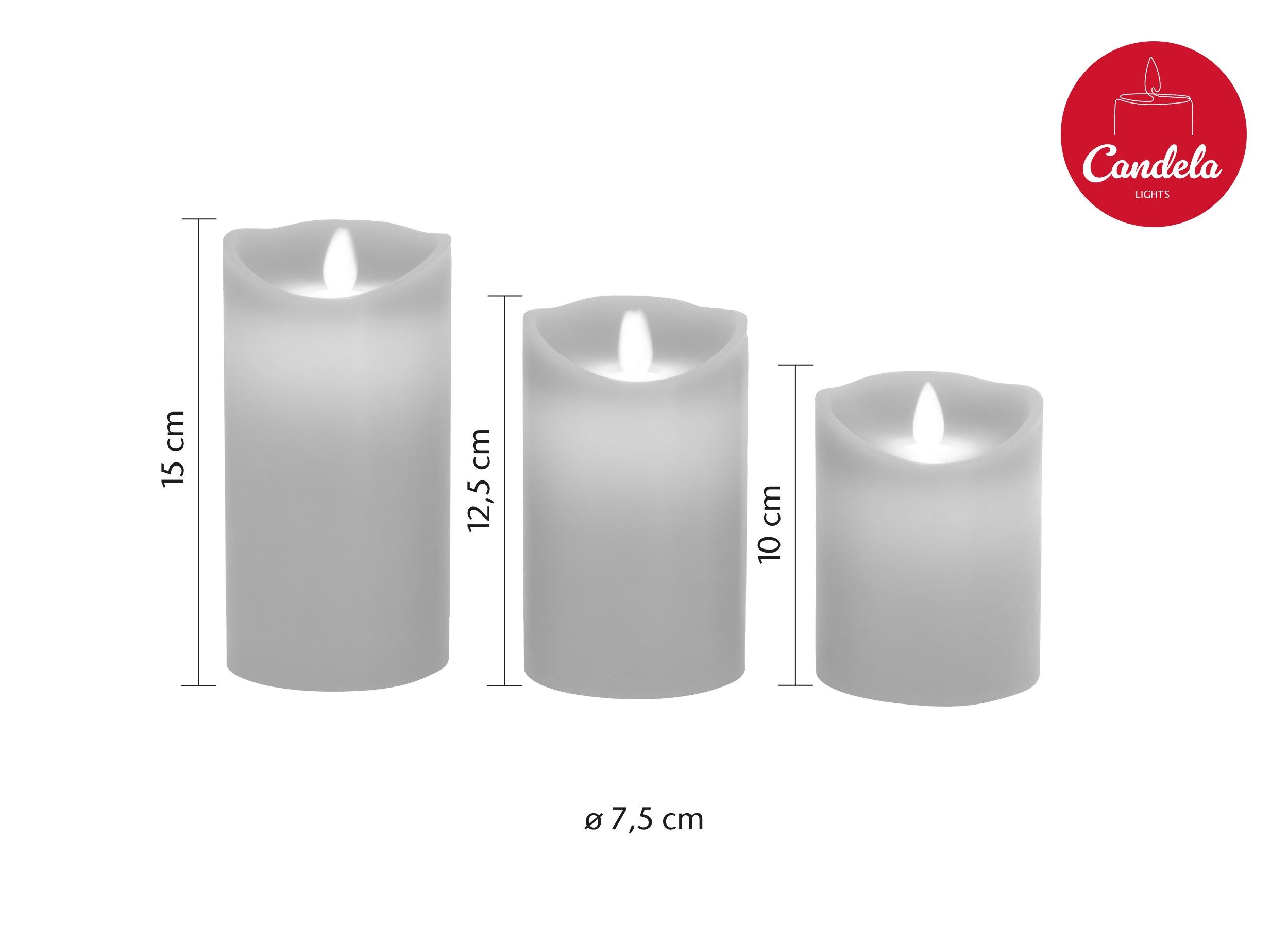LC Home LED-Kerze Set Echtwachskerze Timerfunktion Fernbedienung LED Kerzen Dimmbar (Set, 3-tlg., LED Kerzen Set Stumpenkerzen mit Fernbedienung Timerfunktion dimmbar), LED Kerzen 3er Set in 7,5x10/12,5/15 oder 5er Set in 5x13/14/16/18/20