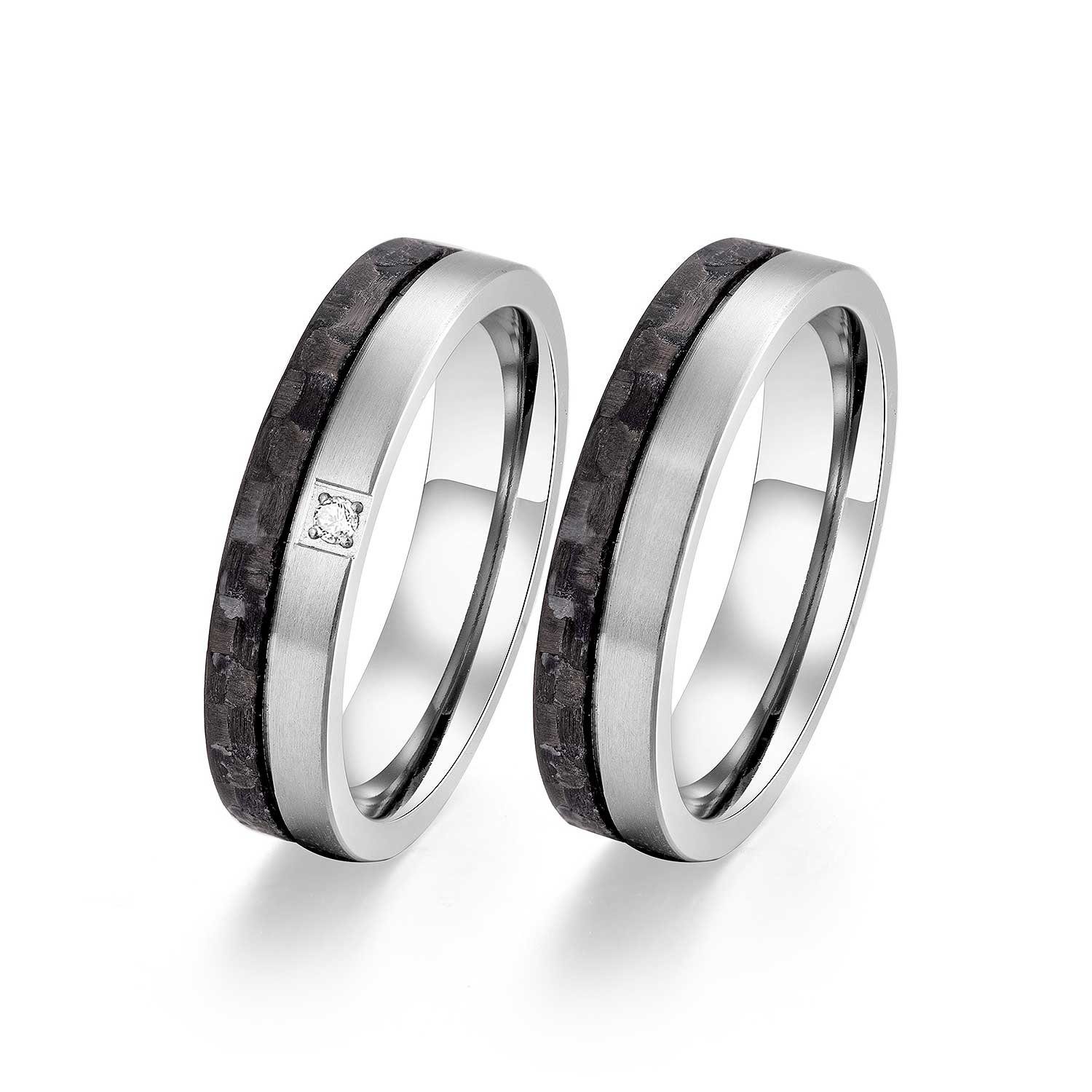 Adam & Eve Trauring Ehering AEC53 Carbon/Titan wahlweise mit Zirkonia 1tlg. günstig online kaufen