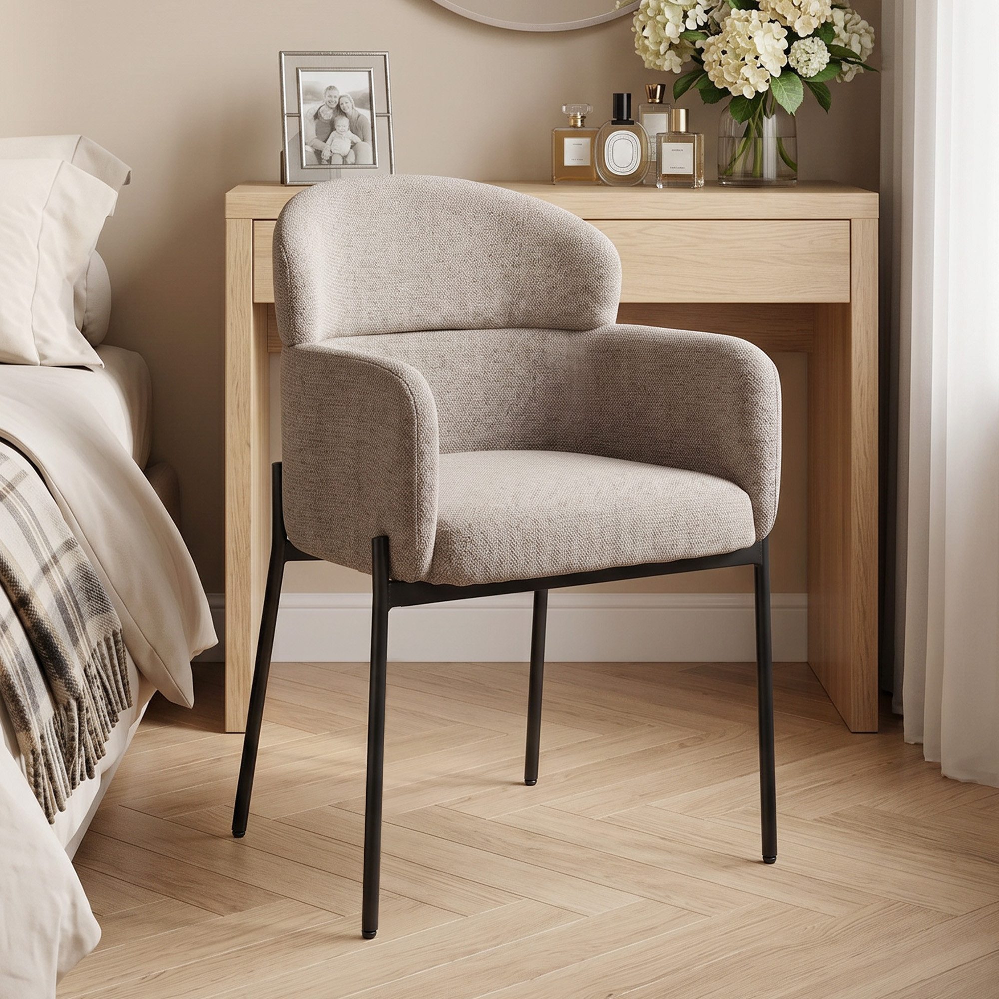 HOMCOM Relaxsessel Sessel Wohnzimmer Loungesessel mit Chenille-Optik (Set, 1-St., Lesesessel), Polsterstuhl für Schlafzimmer, Hellbraun