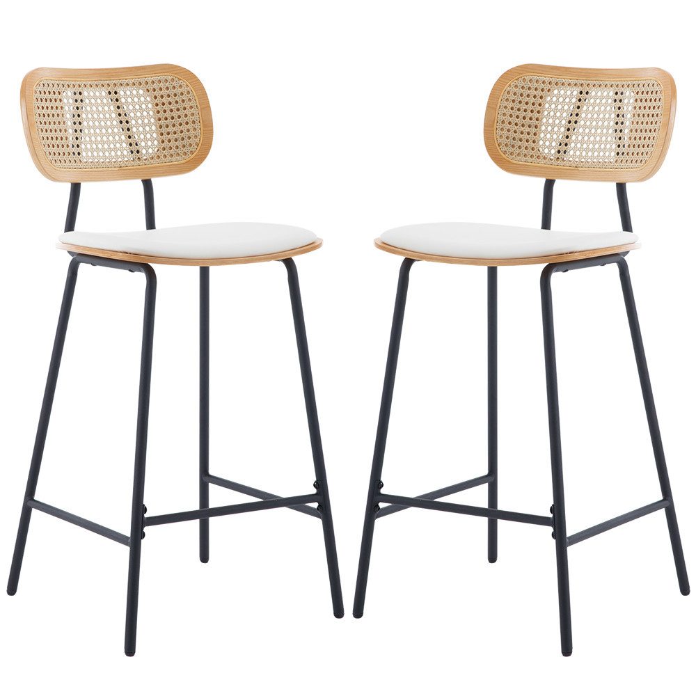 WAHSON OFFICE CHAIRS Barhocker 2er Set Rattan Barstuhl mit Metallbeinen Sit günstig online kaufen
