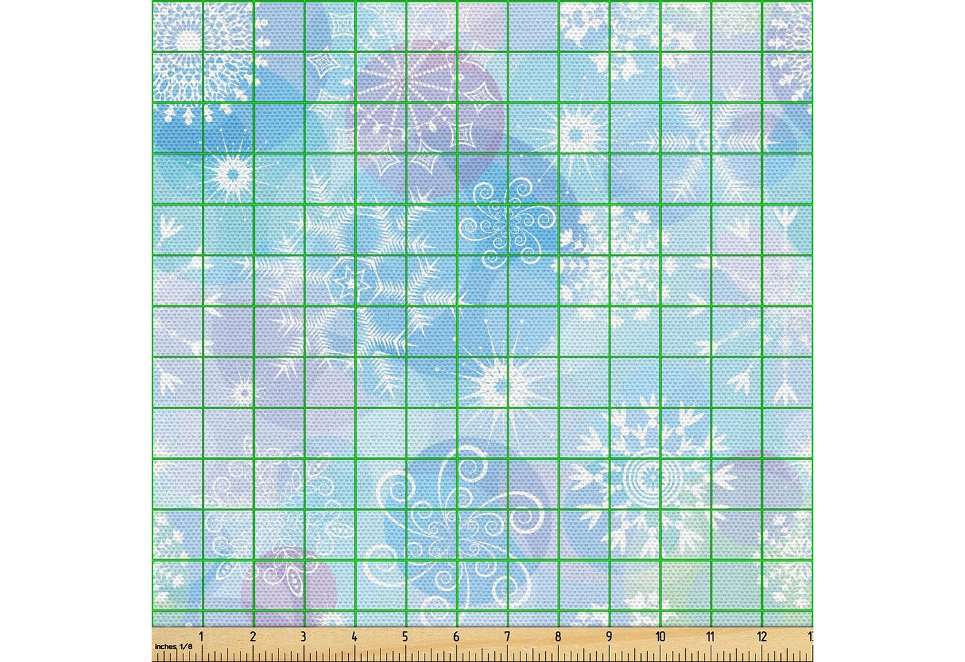 Thumbnail - Abakuhaus Stoff Schön Gewebten Stoff für Polster und Wohnaccessoires, Schneeflocke Bokeh Stil Kreise