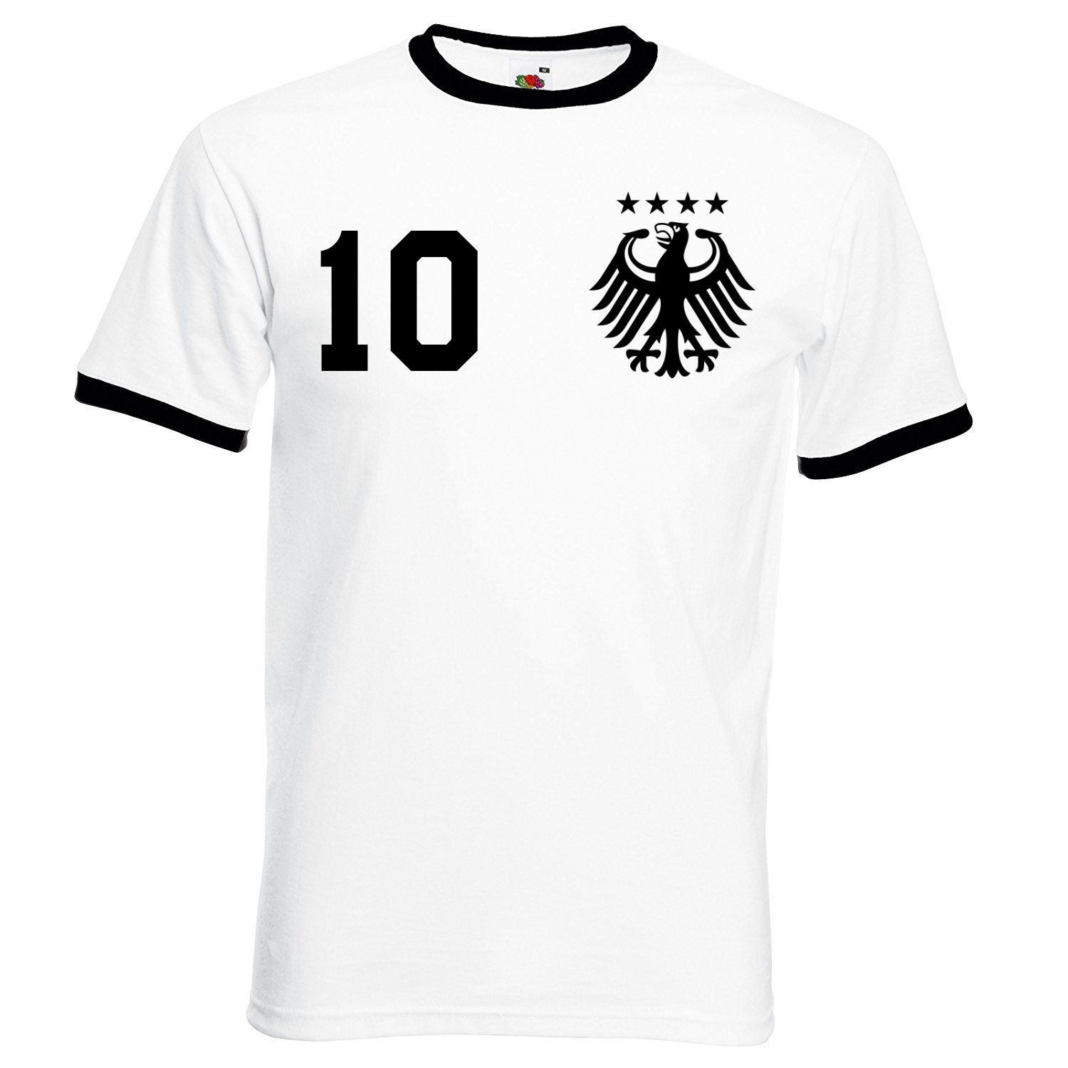 Youth Designz Deutschland T-Shirt trendigem Herren Fußball Trikot Look mit Motiv im T-Shirt Weiß