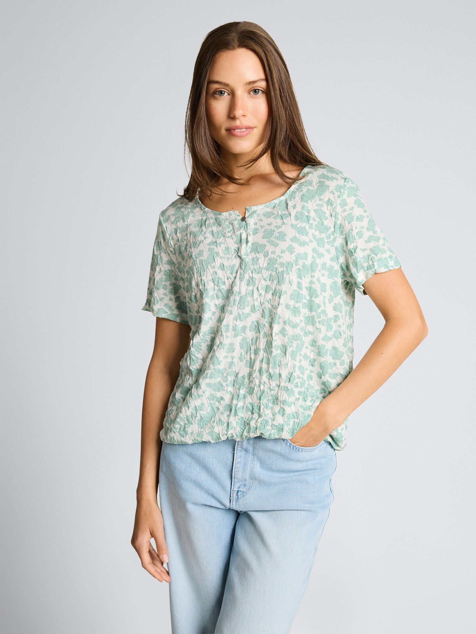 TOM TAILOR T-Shirt T-Shirt Crinkle T-Shirt mit Muster günstig online kaufen