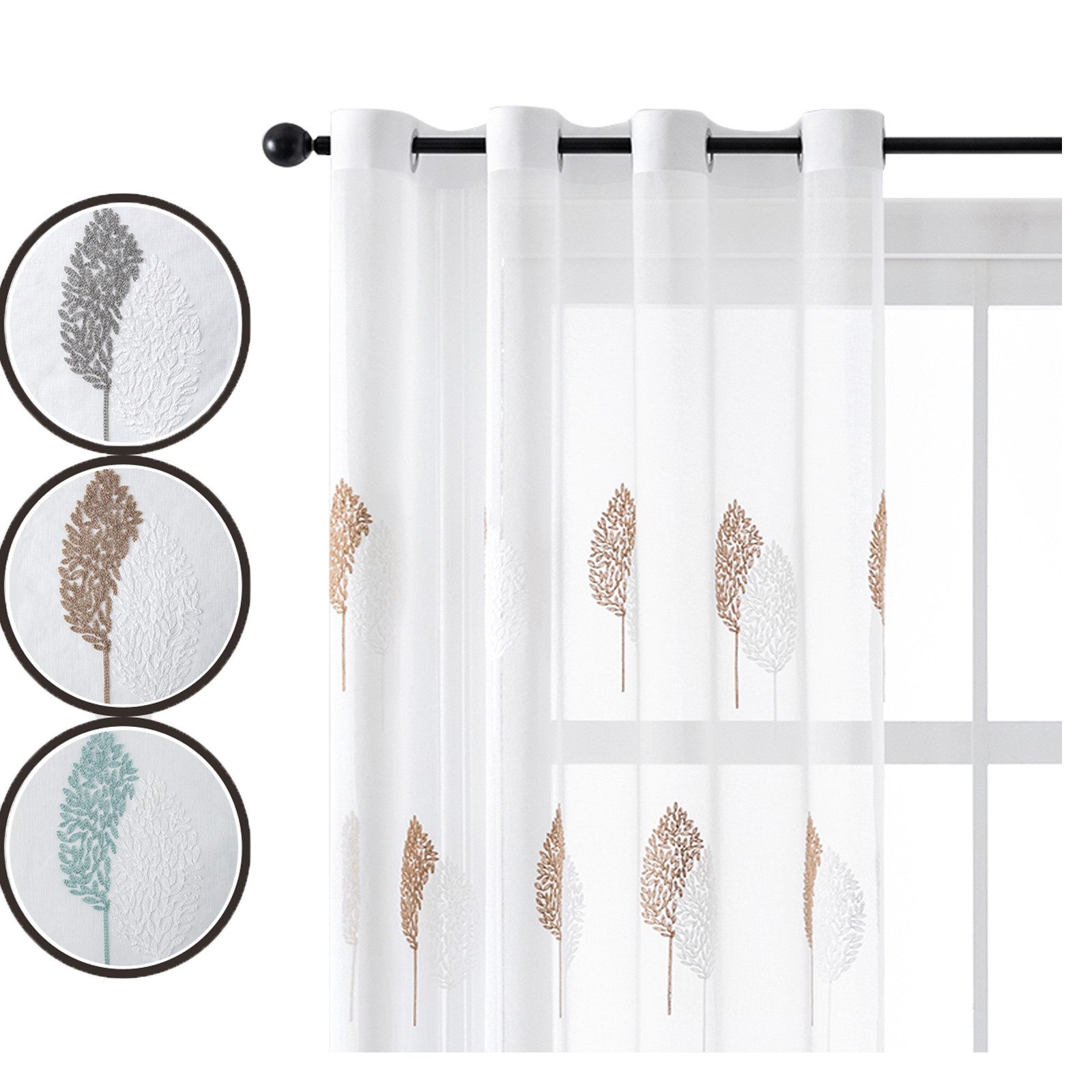 Jibenhome Schiebegardine 2-er Set Voile Gardine günstig online kaufen