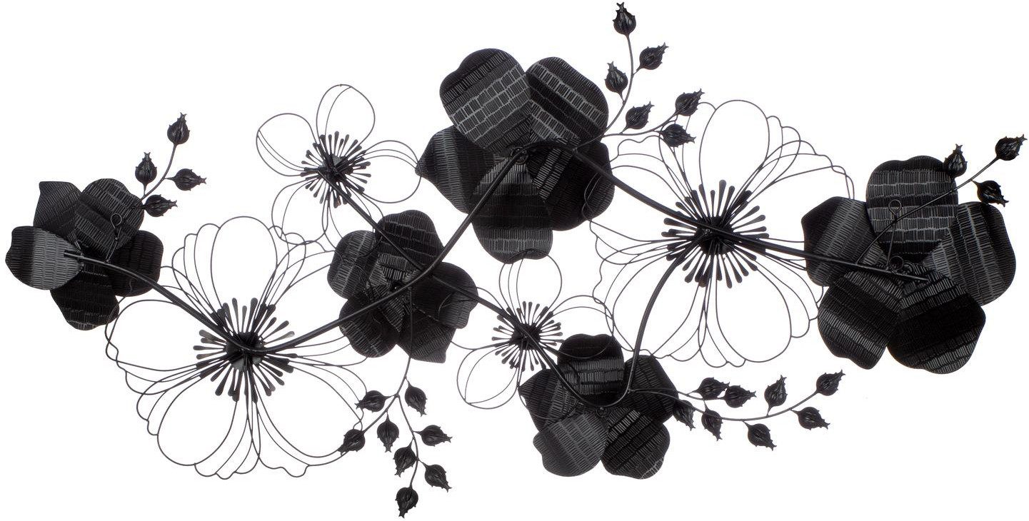 Casablanca by Gilde Wanddekoobjekt Wandrelief, "Blossom", Metall, schwarz, anthrazitfarben, goldfarben (1 St), Wandrelief Blossom Blüten Blumen Wanddeko Wohnzim – Bild 3 von 4
