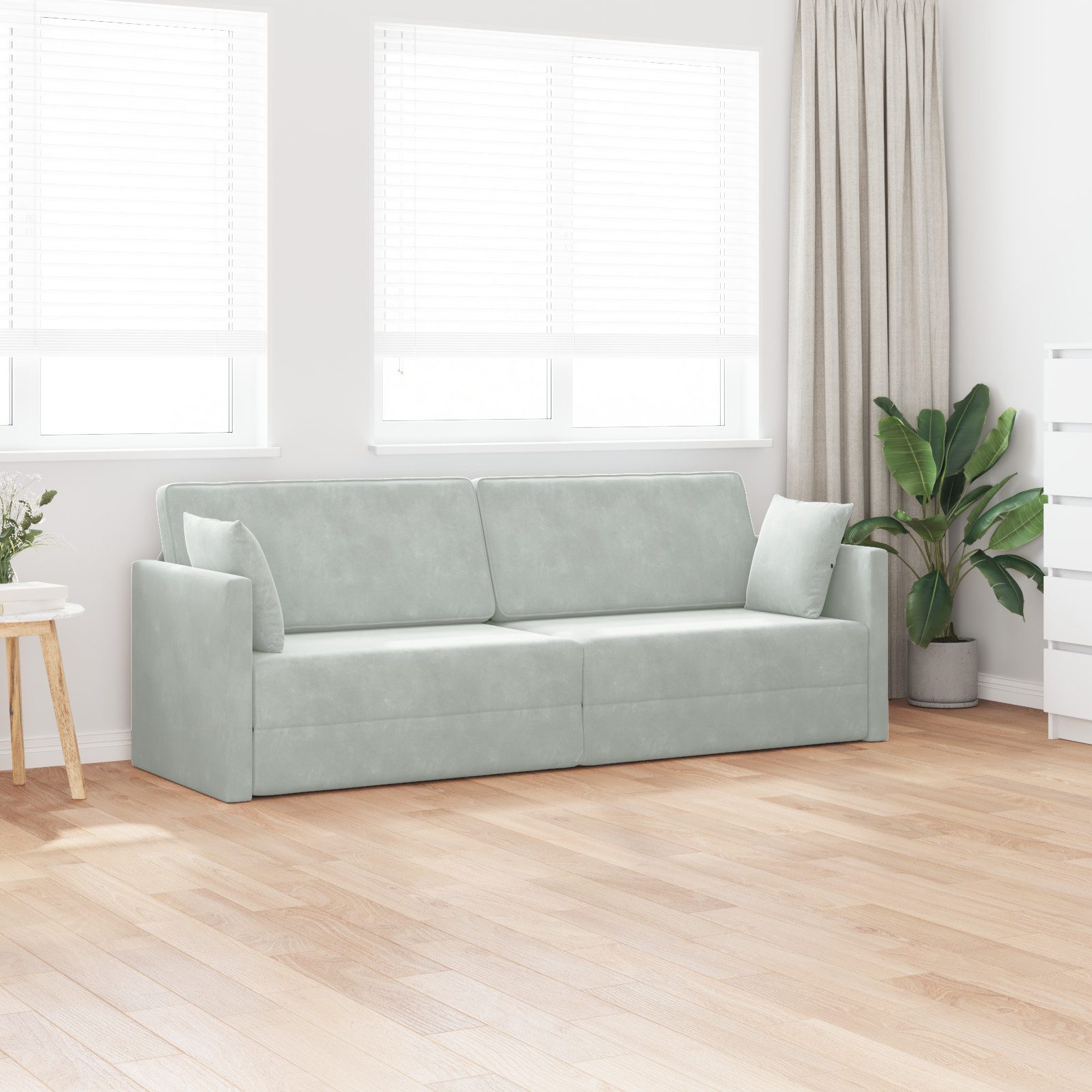 vidaXL Sofa Boden-Sofa-Bett 2-in-1 Hellgrau 213x144x60 günstig online kaufen