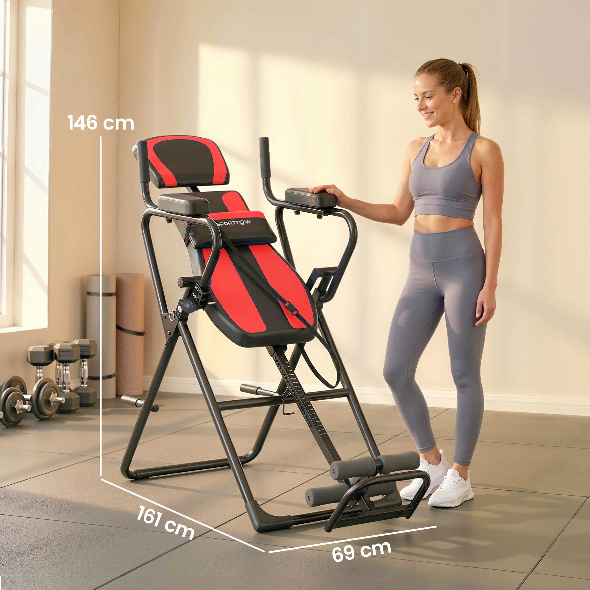 SPORTNOW Rückentrainer Schwerkrafttrainer Streckbank mit 3 Inversionswinkel Kopfstütze, (Inversionstisch, 1-tlg., 3-in-1 Inversionsbank), bis 130kg