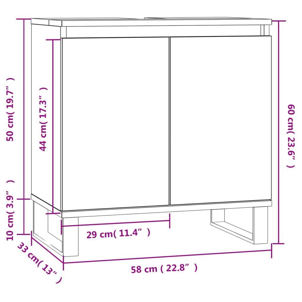 Holzwerkstoff cm (1-St) Badezimmerspiegelschrank Sonoma Sonoma-Eiche vidaXL Badschrank Eiche 58x33x60