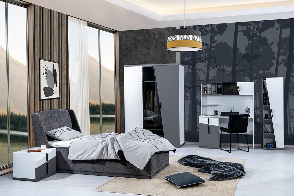 Kapa Möbel Schlafzimmer-Set Elite in schwarz grau weiss
