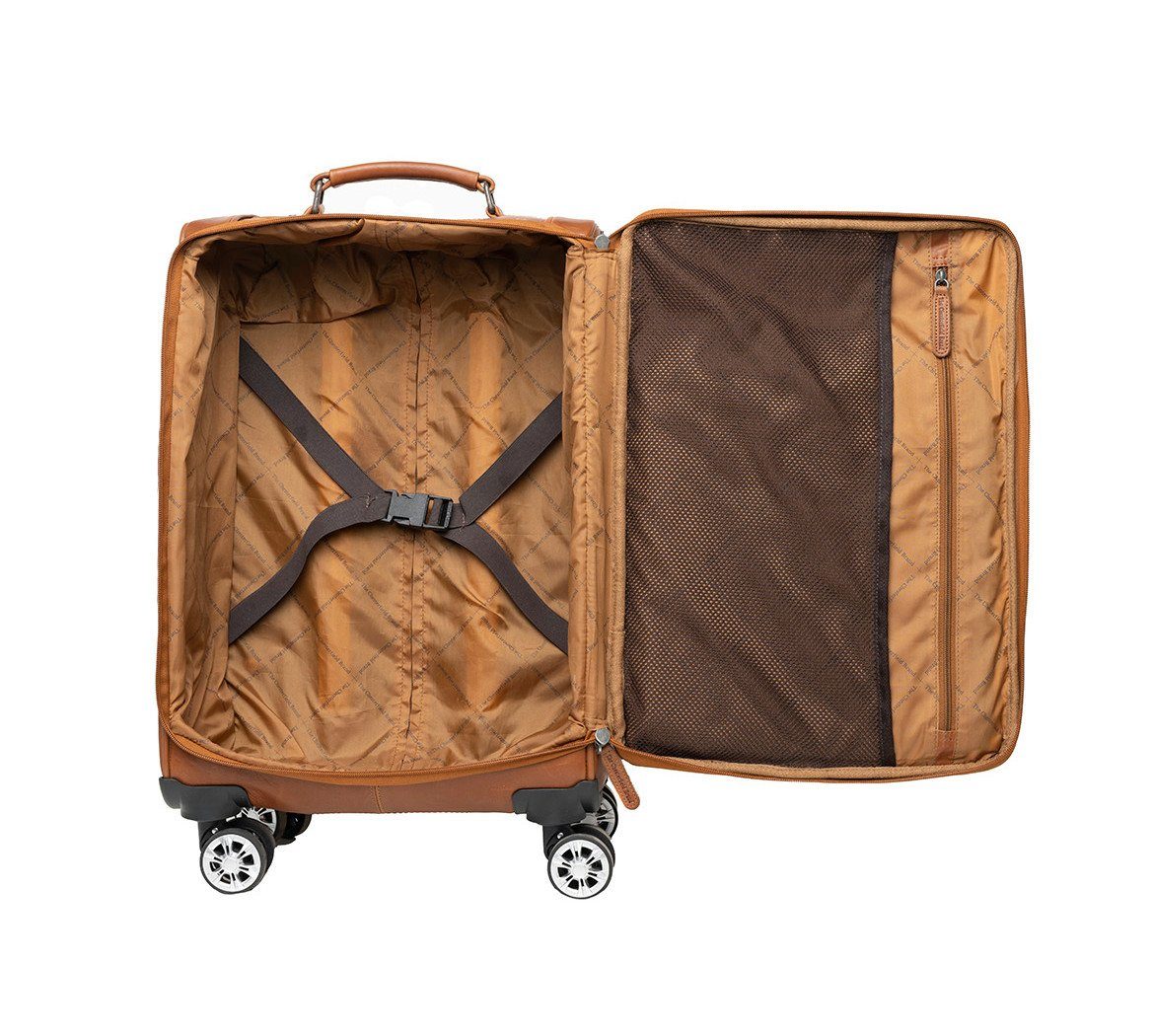 The Chesterfield Brand Business Suitcase C21.500631 Spinner "Key Largo" Waxed Pull Up Leather Suitcase Cognac, 4 Wheels