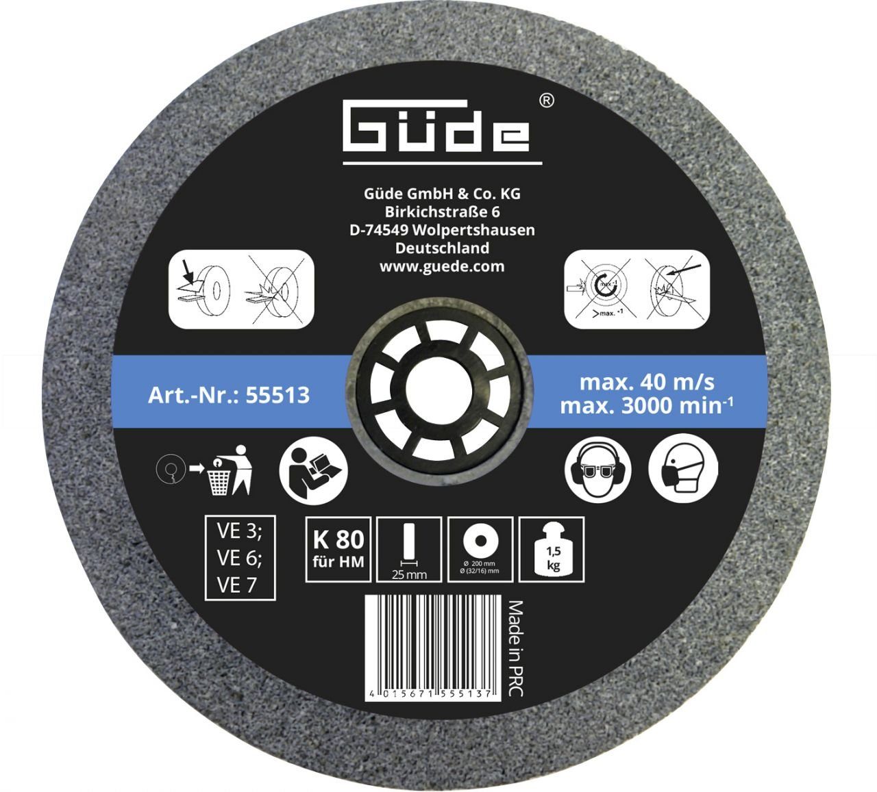 Güde Doppelschleifer Güde Schleifscheibe K 80 200 x 25 x 32 mm