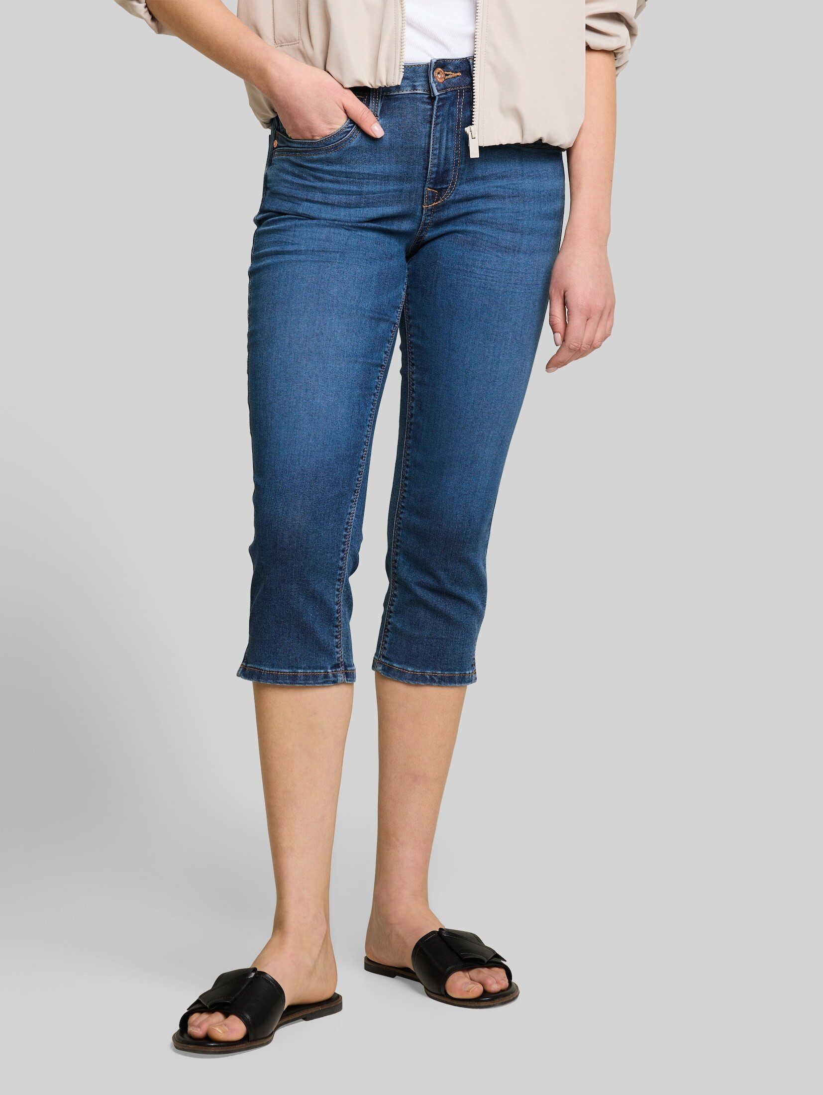 TOM TAILOR Slim-fit-Jeans Jeanshosen TTLENE SLIM Capri Jeans mit hohem Stretch