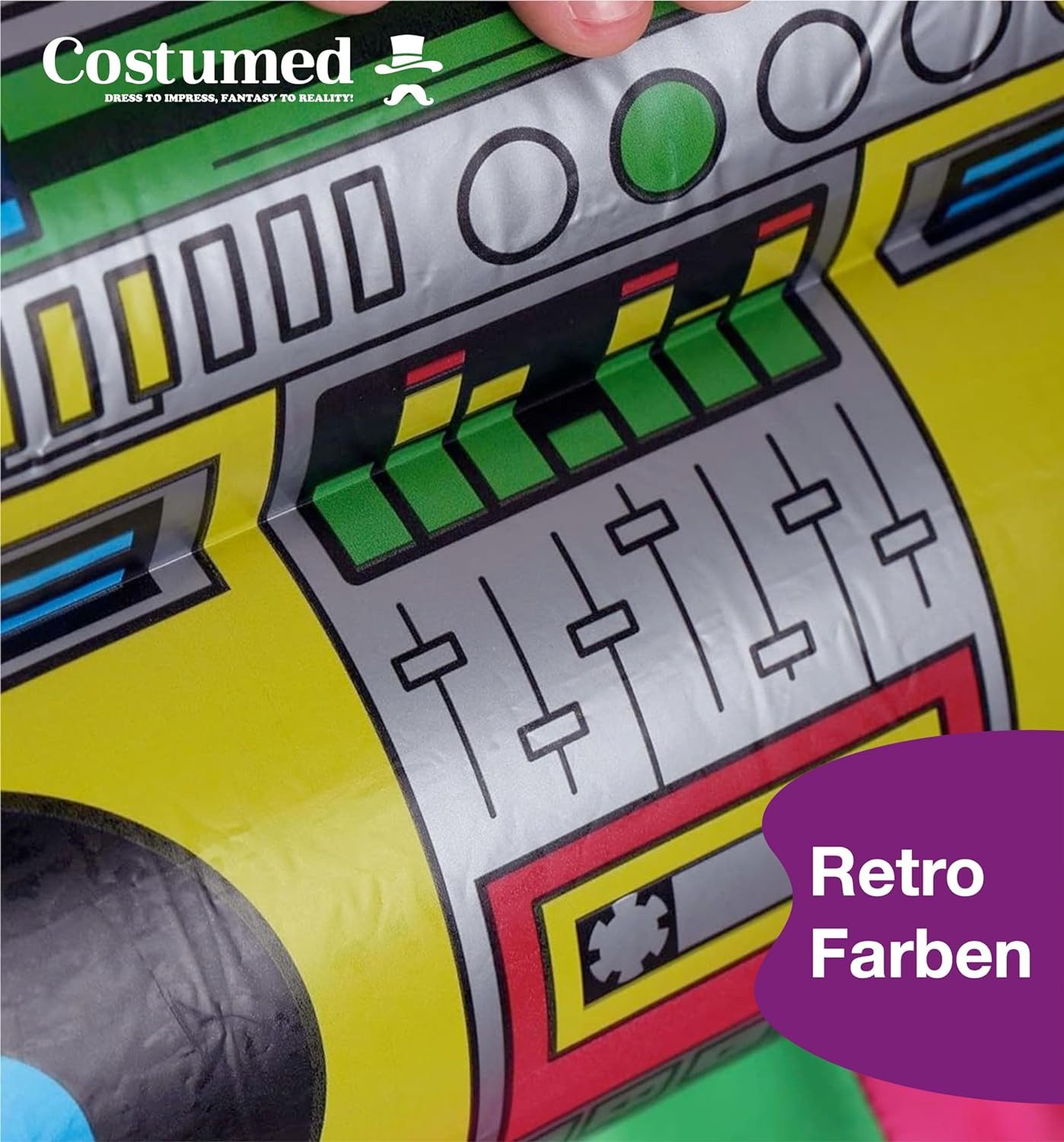 Costumed Aufblasbares Partyzubehör Aufblasbarer Ghettoblaster ca 45 x 42 cm - 80er 90er Fasching