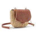 LASCANA Umhängetasche Strandtasche, Minibag, Schultertasche, Tragetasche, Crossbody Bag, Handtasche Damen zum Umhängen in modischer Bast-Optik VEGAN