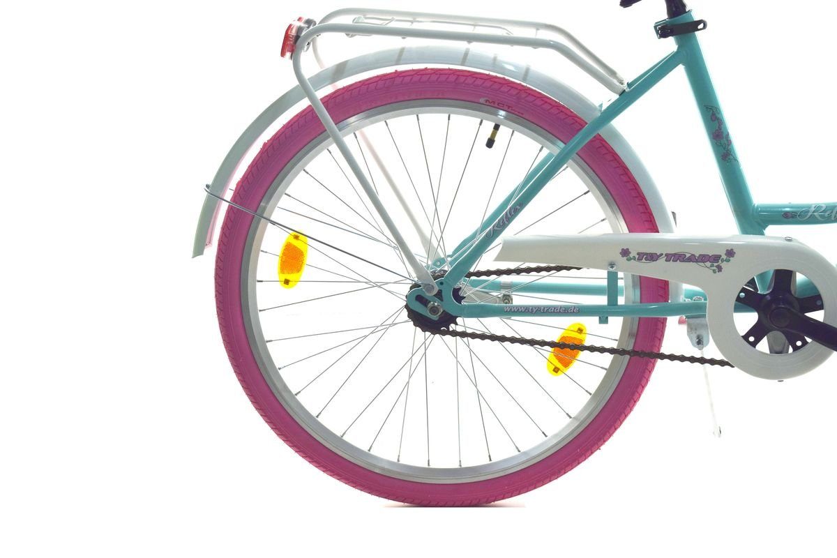 T&Y Trade City Bike 24 inch Kids Girls City Bicycle Bike Road Traffic Regulations Reflective BMP 1 Speed, 1 Gear, Coaster Brake, Luggage Rack, Lights, Kickstand, Basket