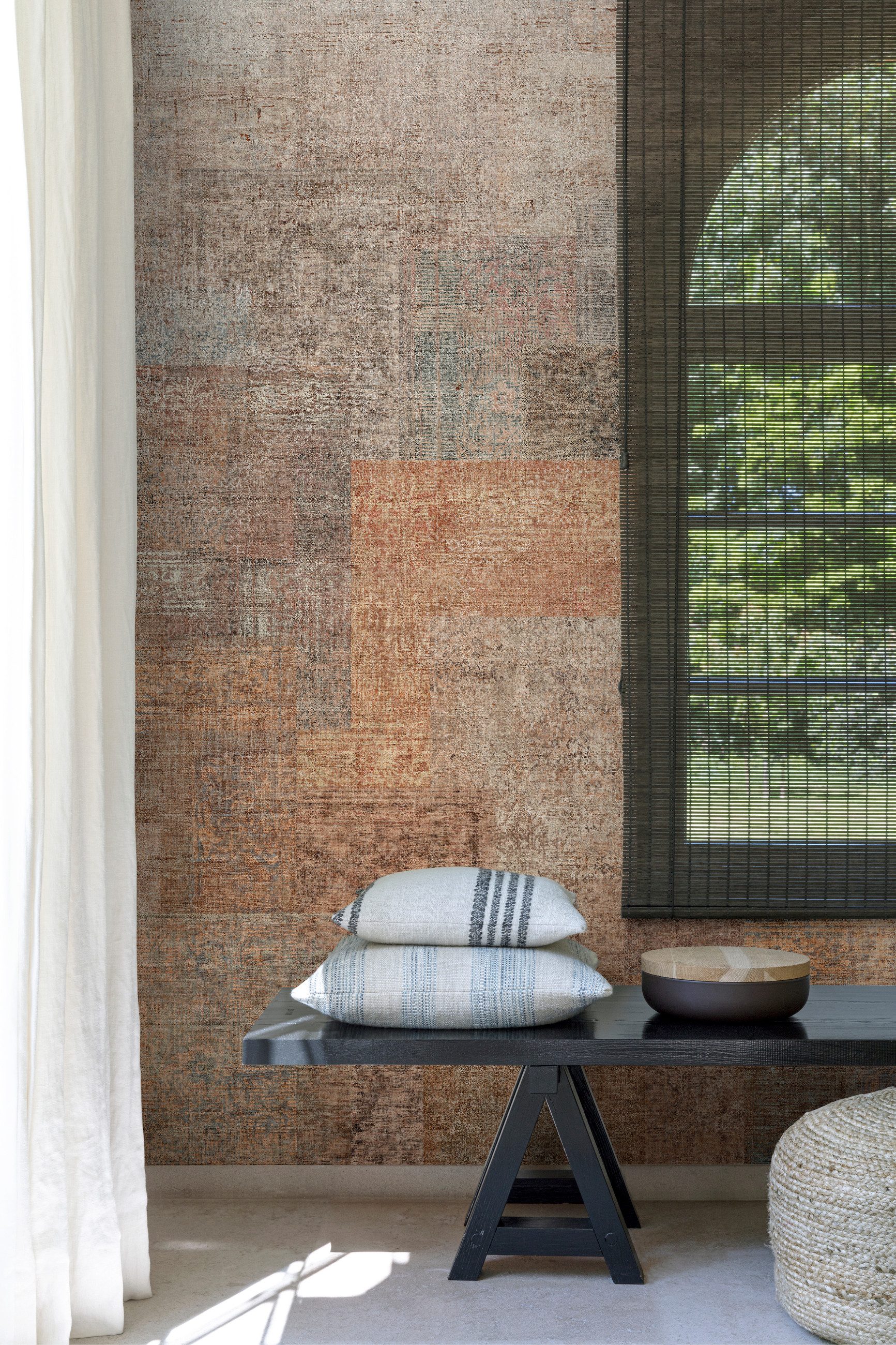 Rasch Fototapete Patchwork Design Vintage braun - Roomblush Kasba RB461 - 2,80m x 2,12m, glatt, verwittert, Vintage, (1 St), Patchwork Design Vintage