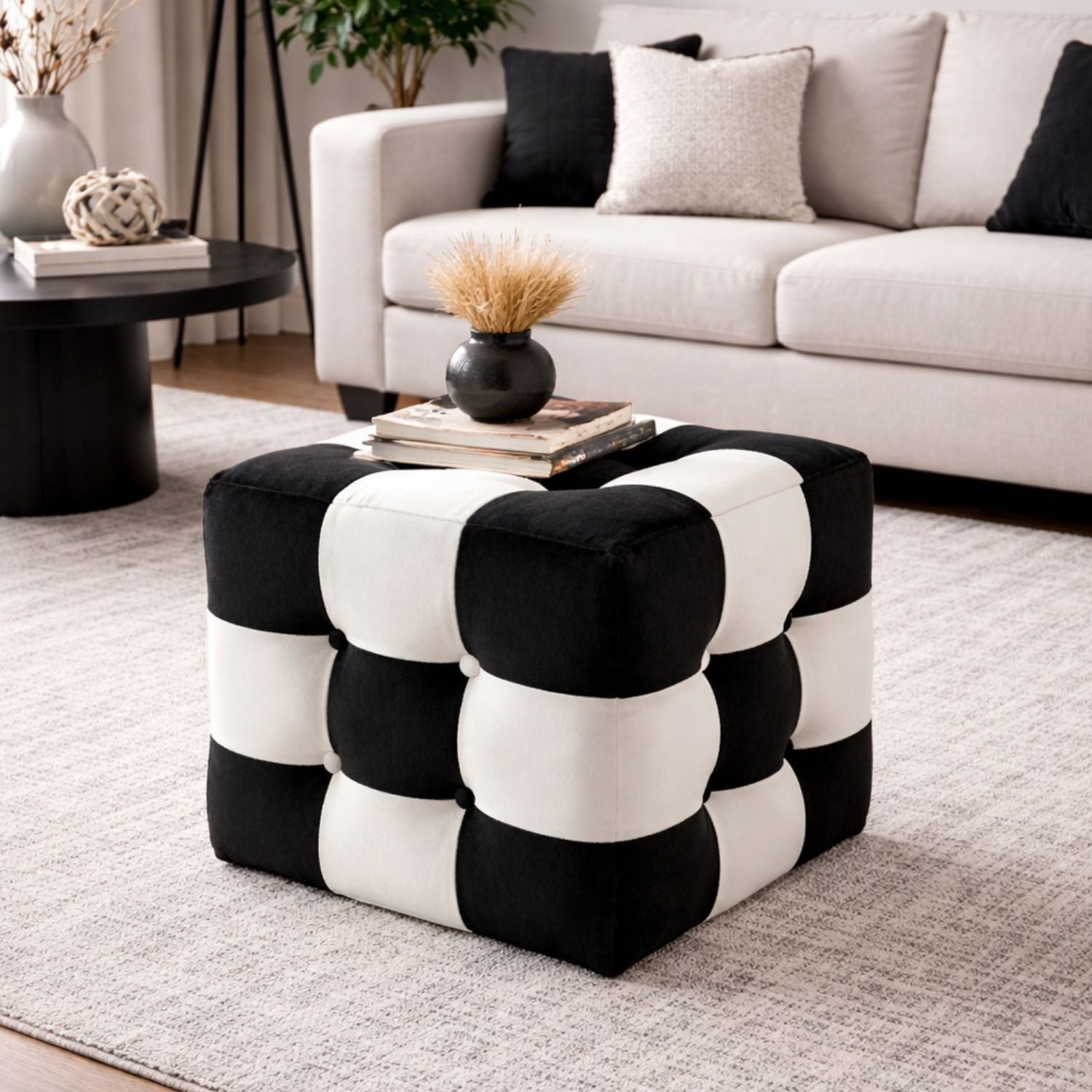 Skye Decor Pouf Patchwork (1-St), Gemusterter Polsterpouf