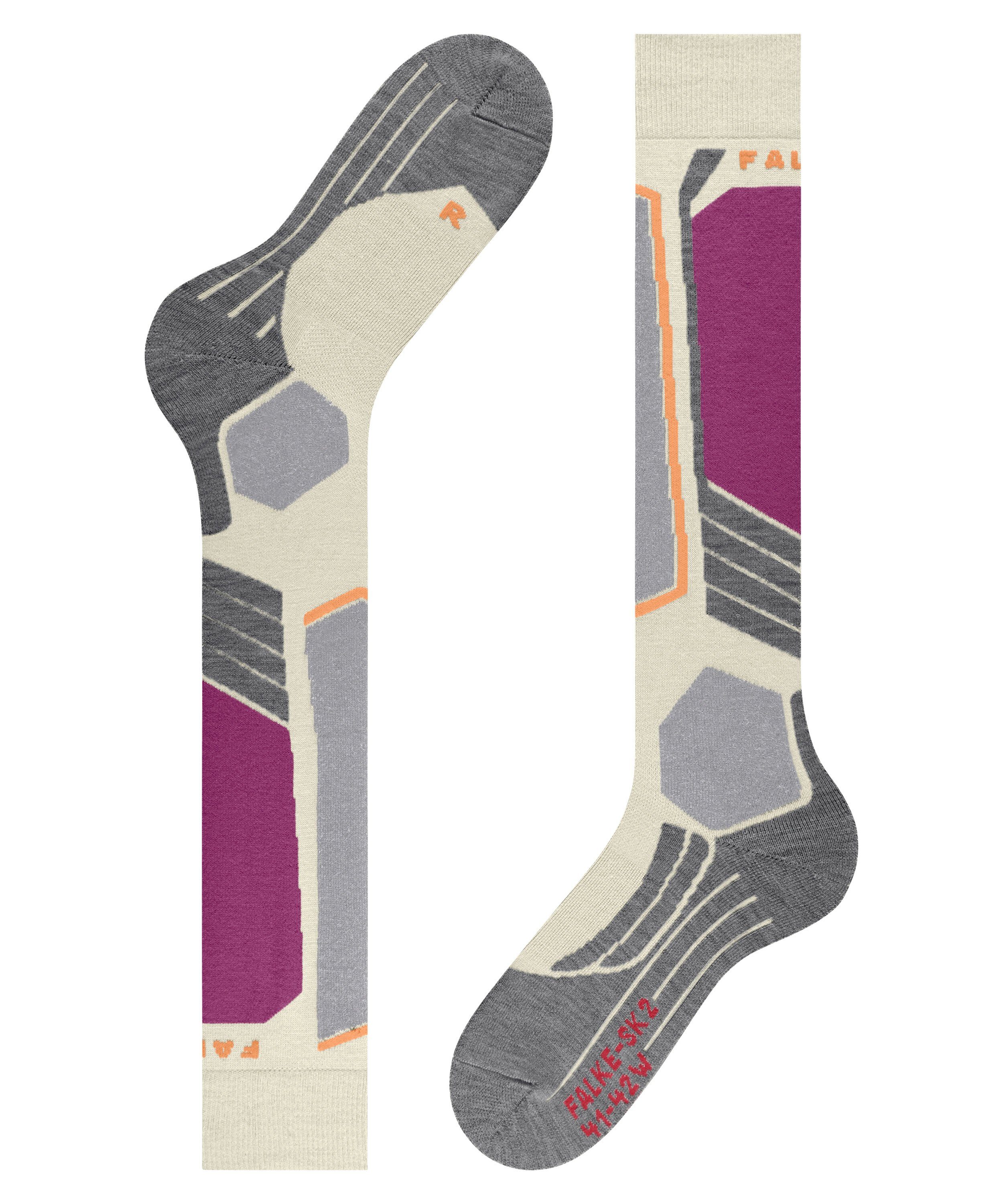 FALKE (1-Paar) Skisocken Intermediate (2048) mit Kontrolle offwhite-neon und SK2 red Polsterung Komfort für mittelstarker