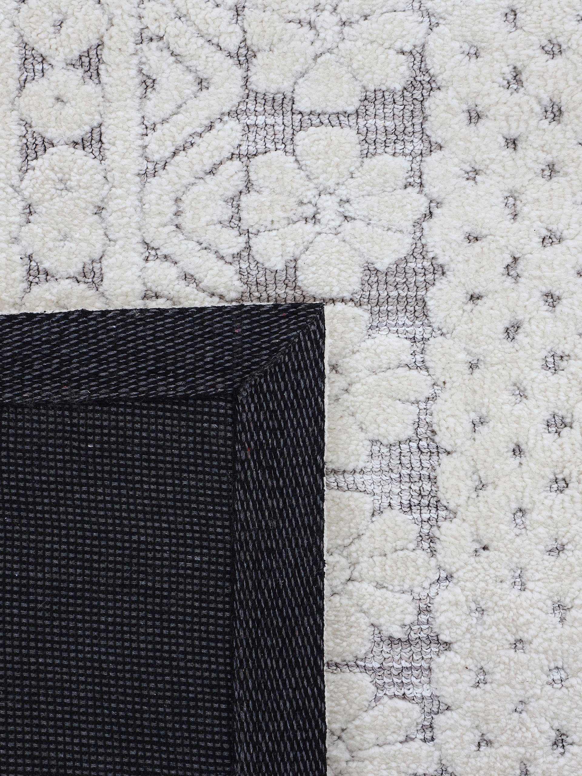 Teppich Holly 1, carpetfine, 12 mm, Hoch-Tief Motiv, Struktur, Blumen Wohnzimmer creme,braun Höhe: rechteckig