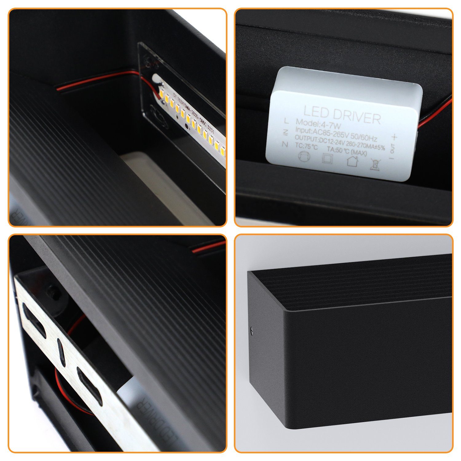 Applique murale led intérieure noir up down éclairage blanc chaud_voghion.com