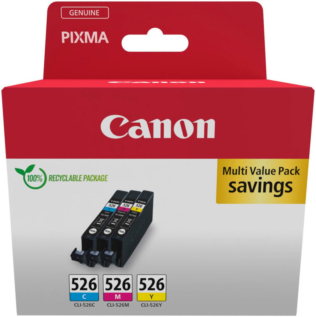 Canon CLI-526 C/M/Y Multipack Tintenpatrone (Packung, 3-tlg)