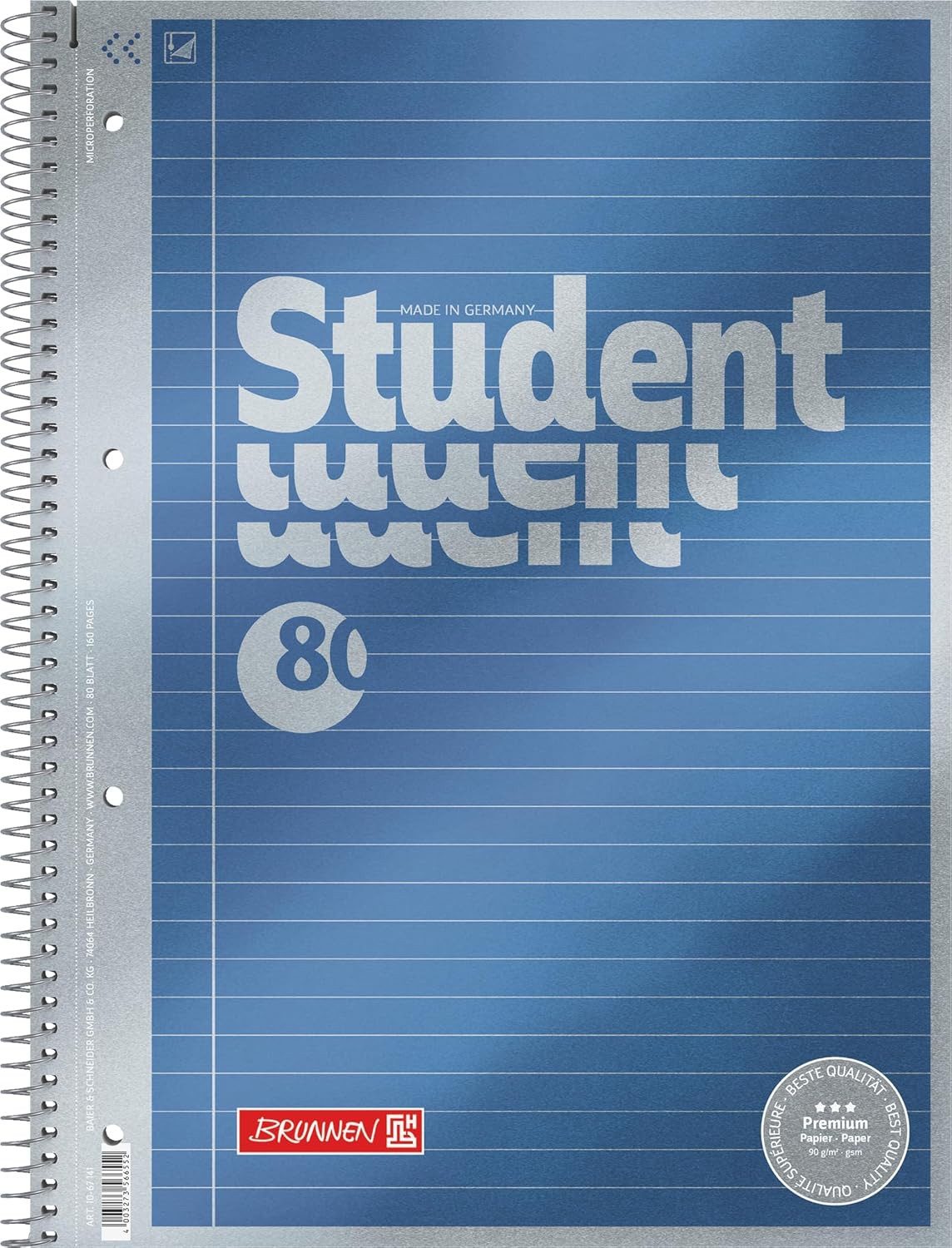 BRUNNEN Collegeblock Premium Collegeblock A4 - Hochwertiges Spiralblock mit Metalleffekt-Co