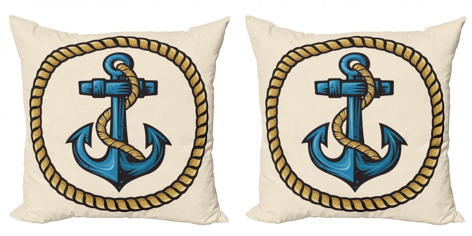Kissenbezüge Modern Accent Doppelseitiger Digitaldruck, Abakuhaus (2 Stück), Anker Sailor Emblem mit Seil