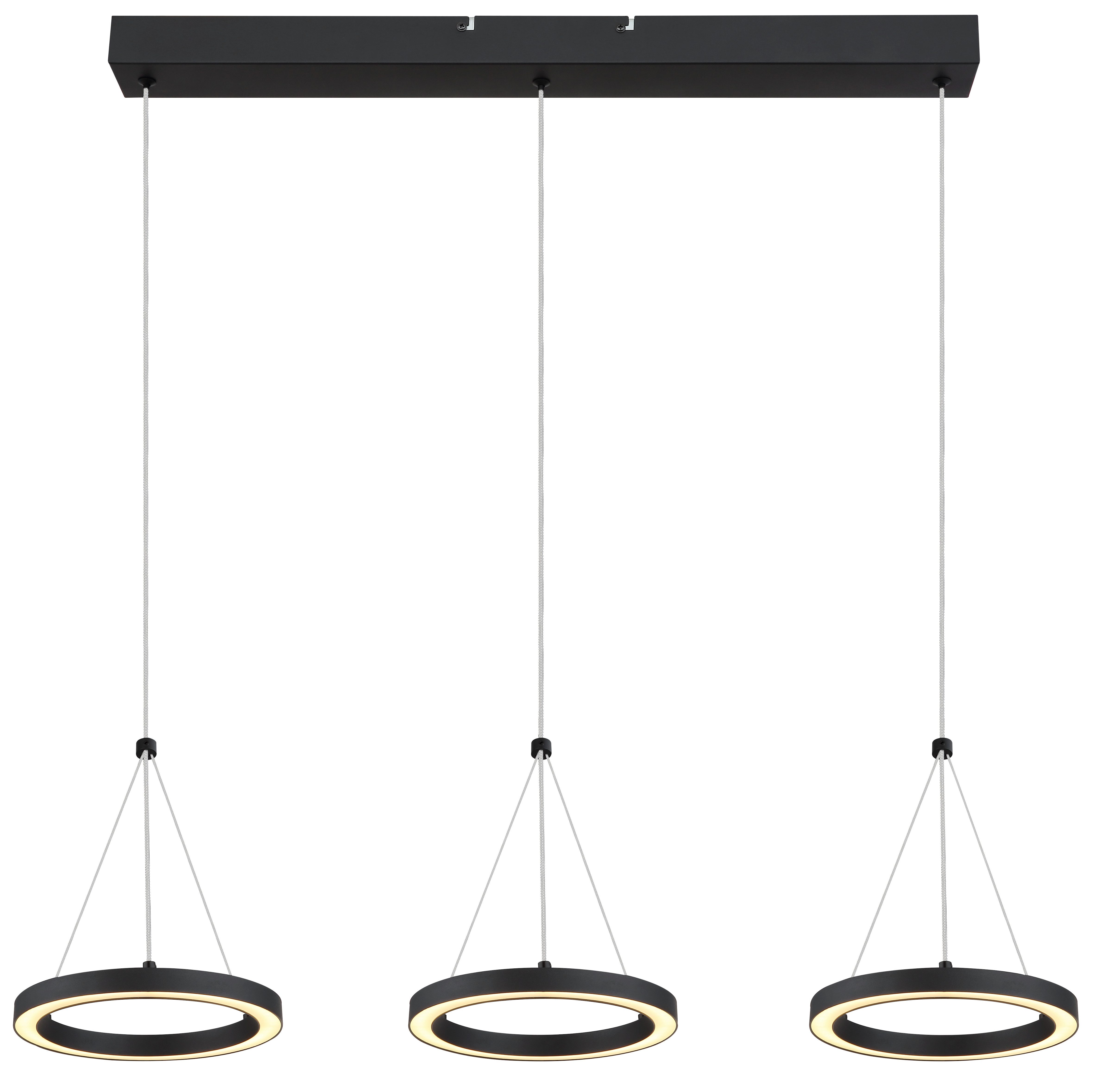 GLOBO LIGHTING Hängeleuchte GRENVIX, LED fest integriert, Warmweiß, Hängeleuchte Schwarz, Opal, 3 Helligkeitsstufen, LED 36W