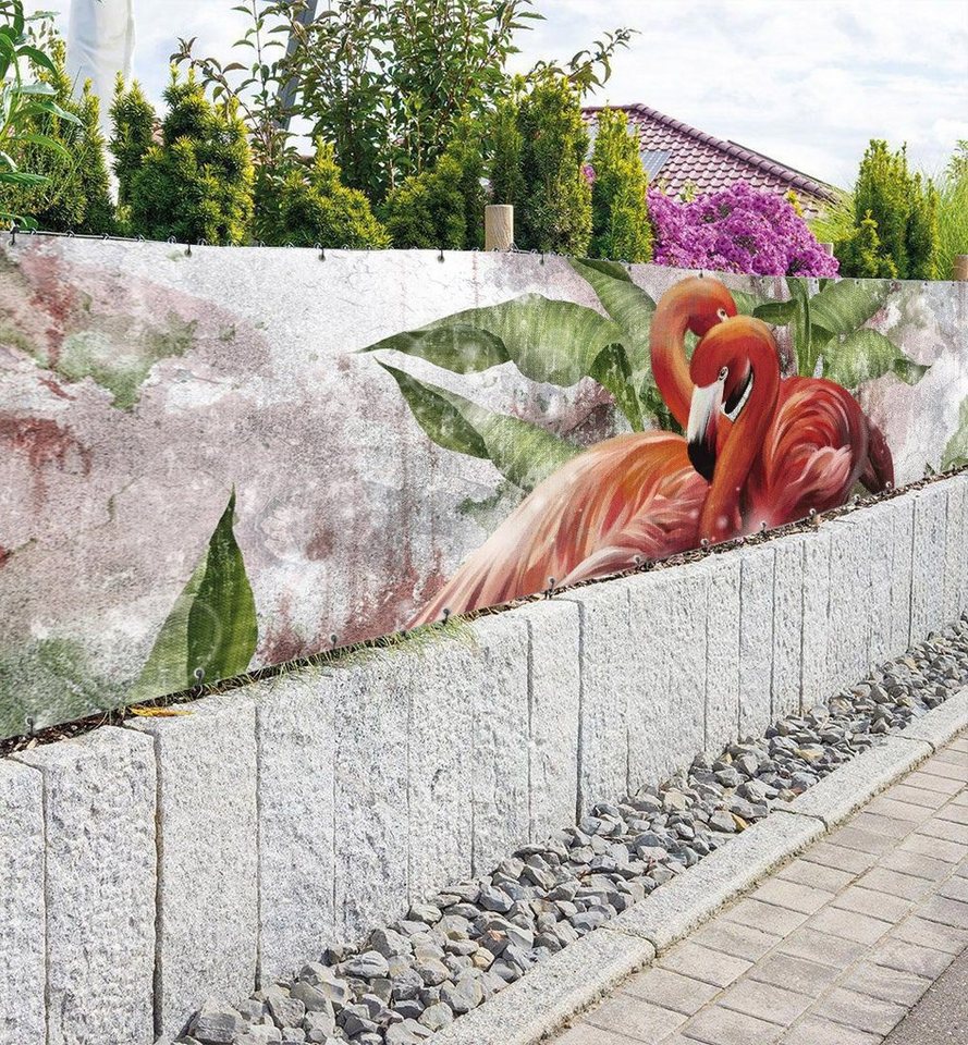 Thumbnail - MyMaxxi Sichtschutzzaunmatten Zaunbanner Flamingo Malerei Sichtschutz Garten Zaun