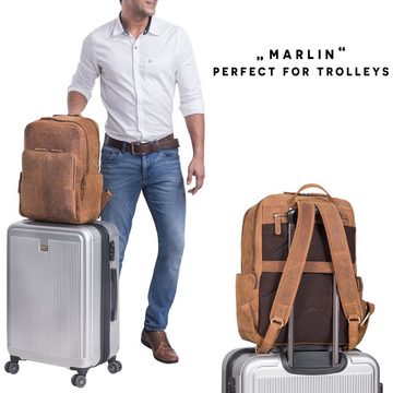 STILORD Notebookrucksack "Marlin" Eleganter Laptoprucksack Leder