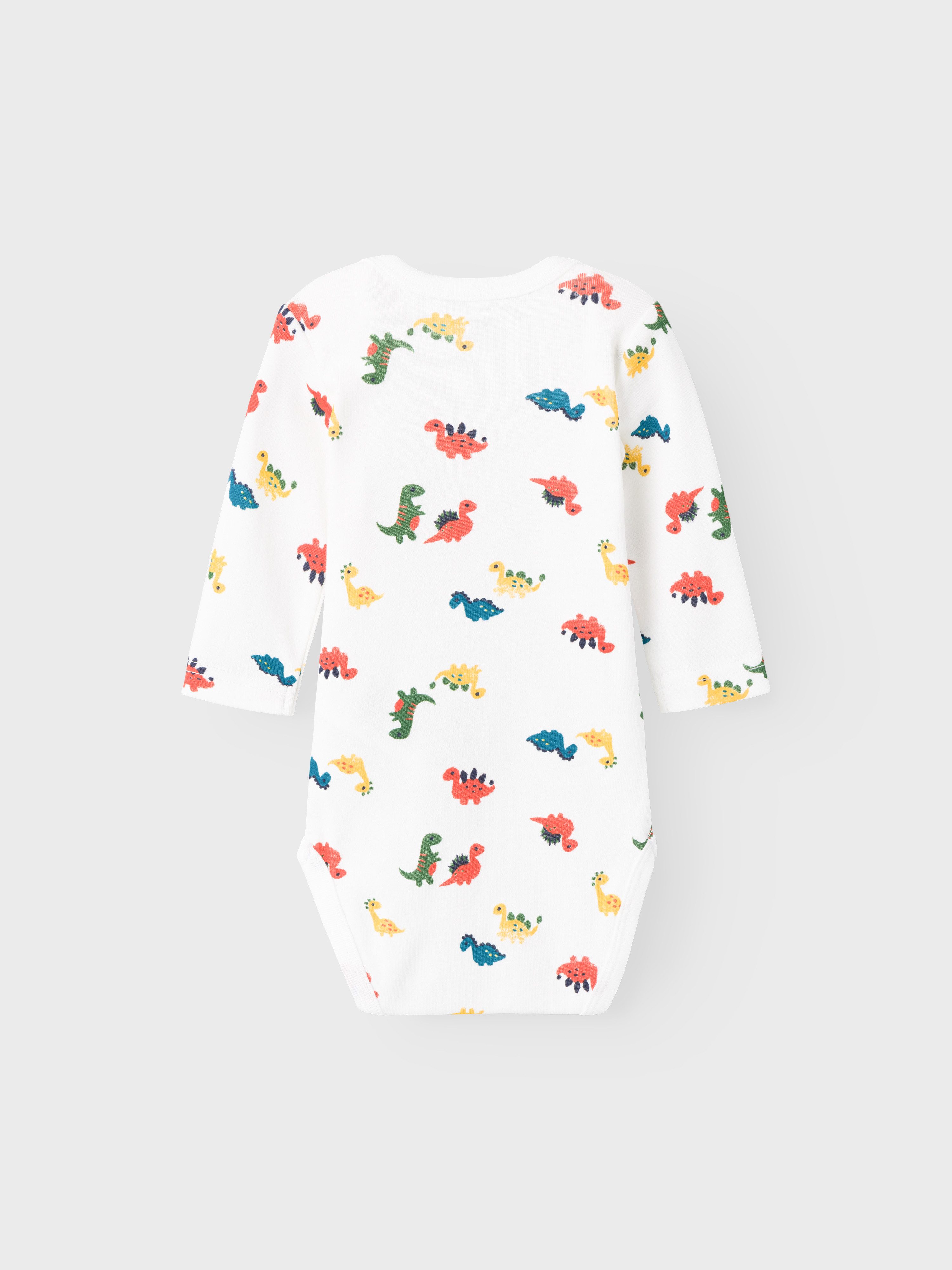Name It Langarmbody 2er Pack Jungen Baby Bodys "Dino" (Packung, 2-tlg., 2er-Pack) mit Druckknöpfen im Schritt