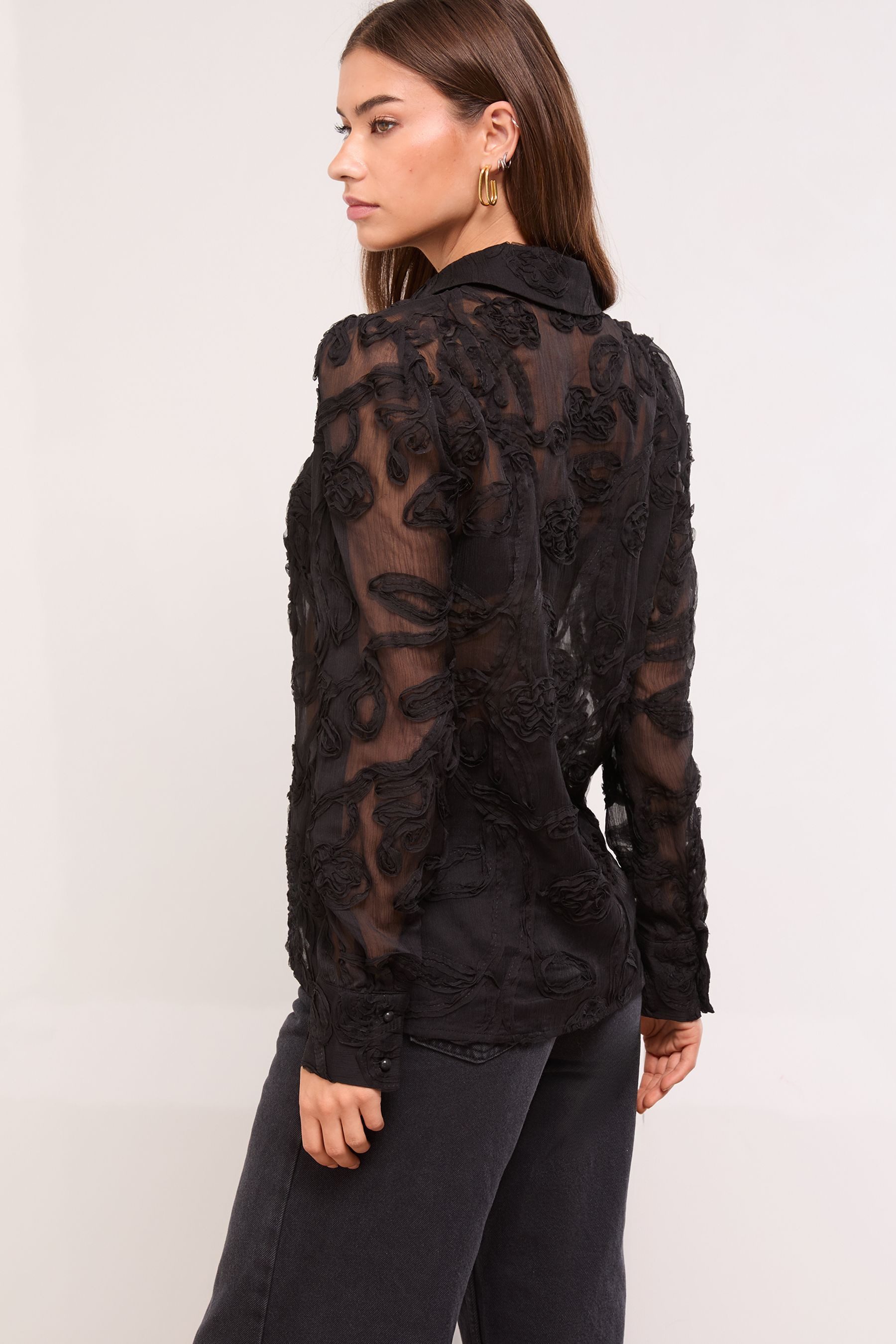 LIPSY Hemdbluse Lipsy Geknöpftes Hemd mit Ausbrenner-Design (1-tlg) günstig online kaufen