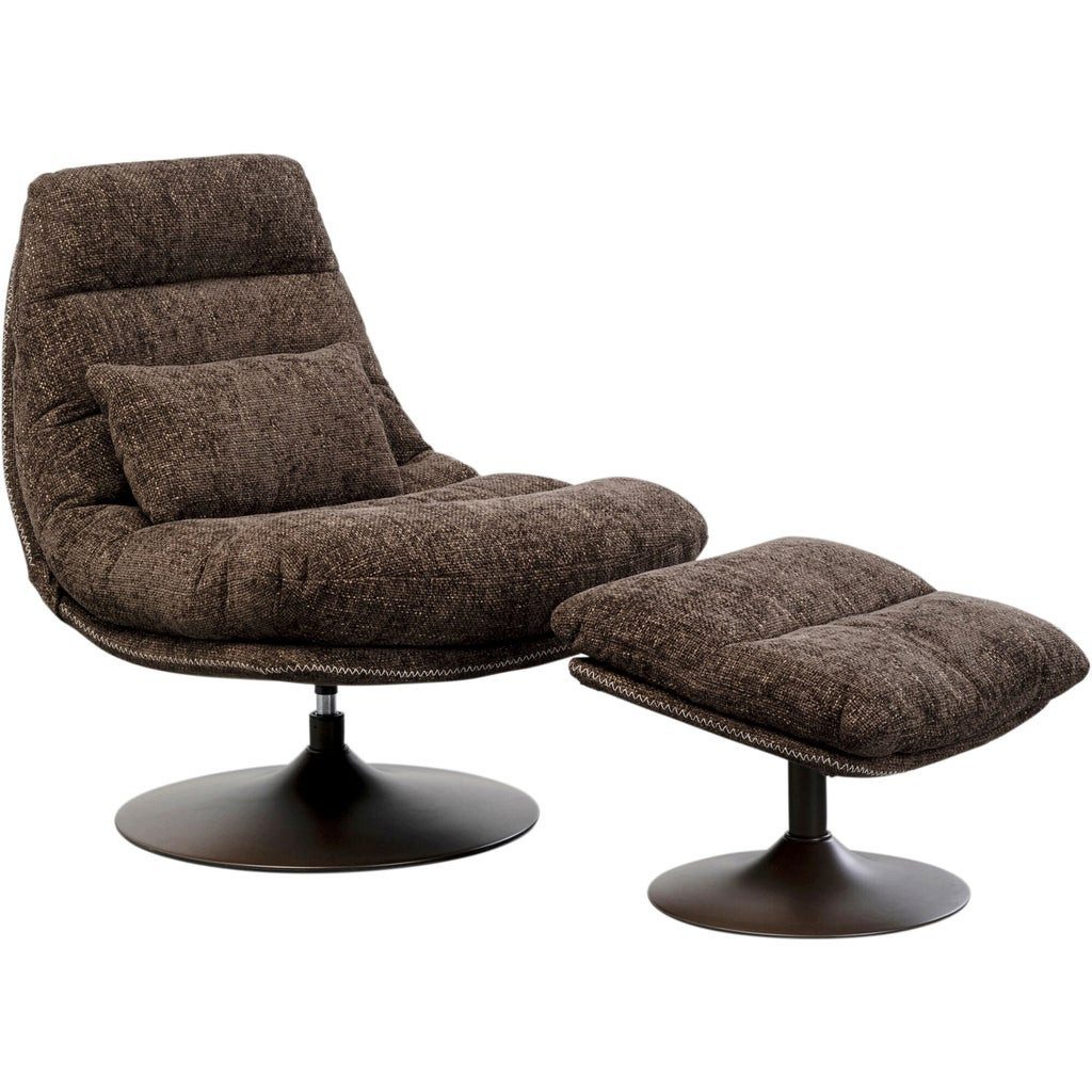 Kare Design Drehsessel Montreal, Tweed-Optik, 360° drehbar, mit Hocker