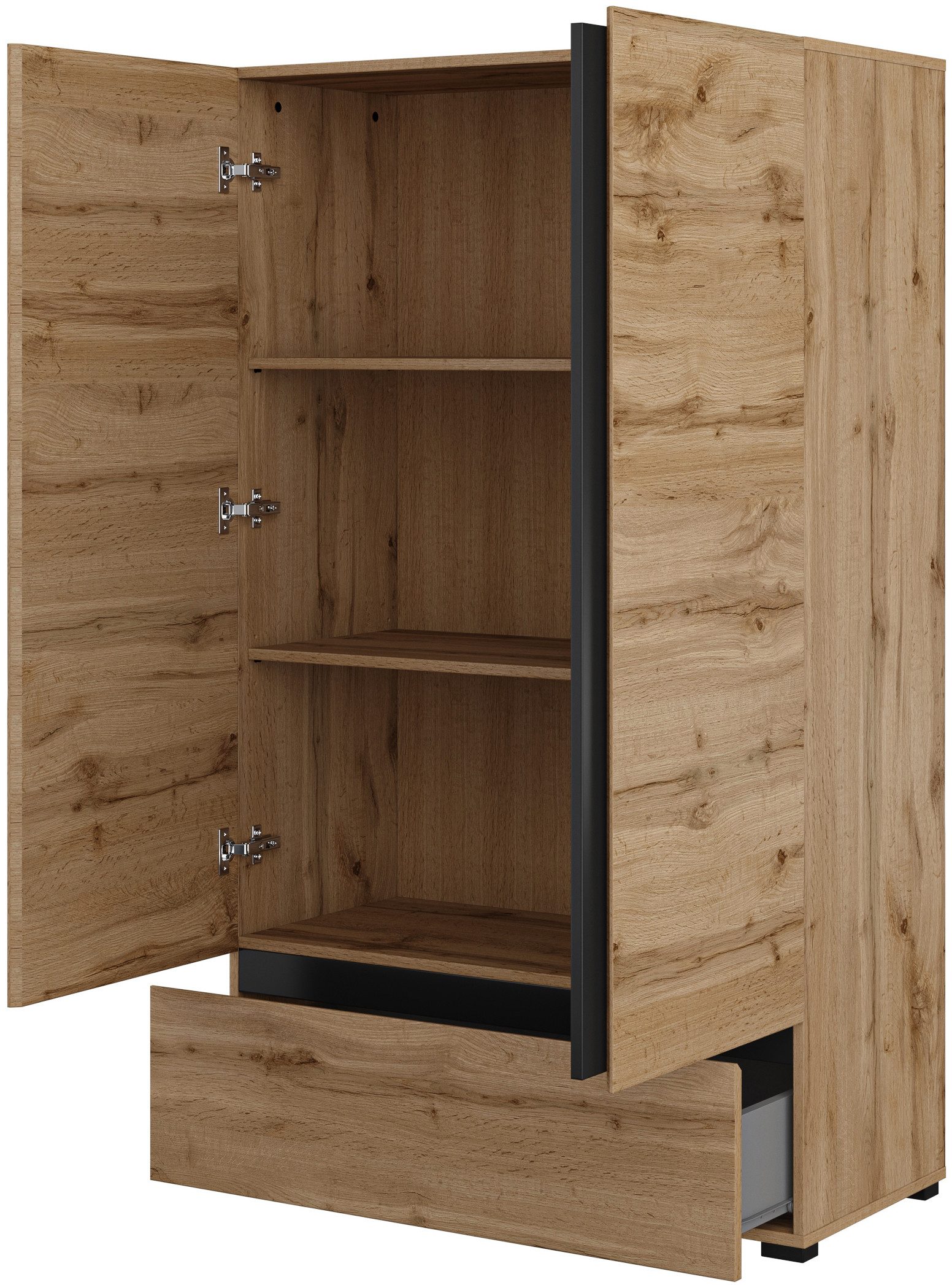 OTTO home Wäscheschrank Cross, moderner griffloser Kleiderschrank Mehrzweckschrank, Drehtürenschrank mit 1 Schublade, 3 Farben verfügbar
