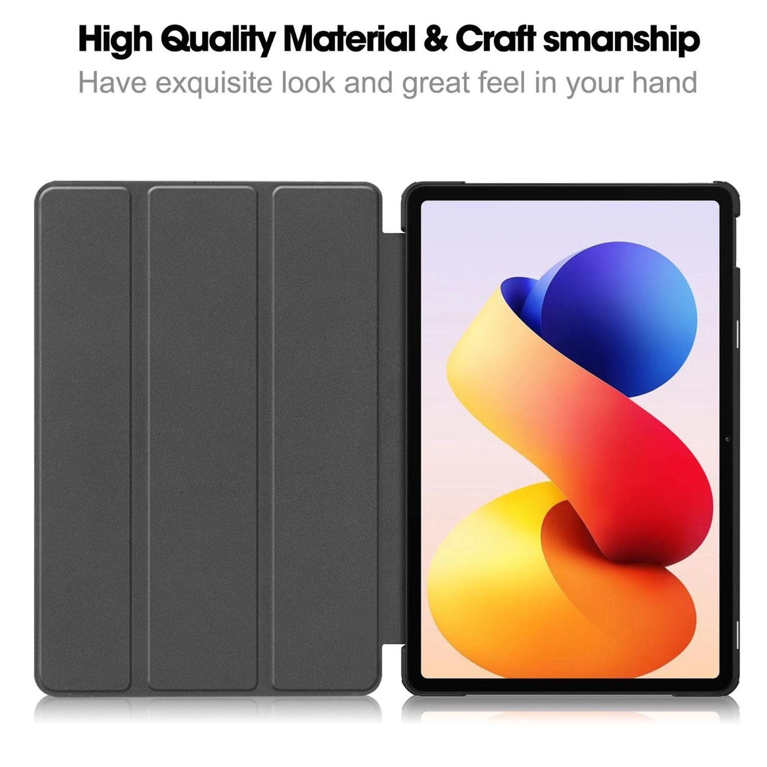 Wigento Tablet-Hülle Für Xiaomi Redmi Pad 2 Pro 12.1" 3folt Wake UP Tasche Hülle Rose Gold, 3-Fach Halterung, Kratzfest, Leicht