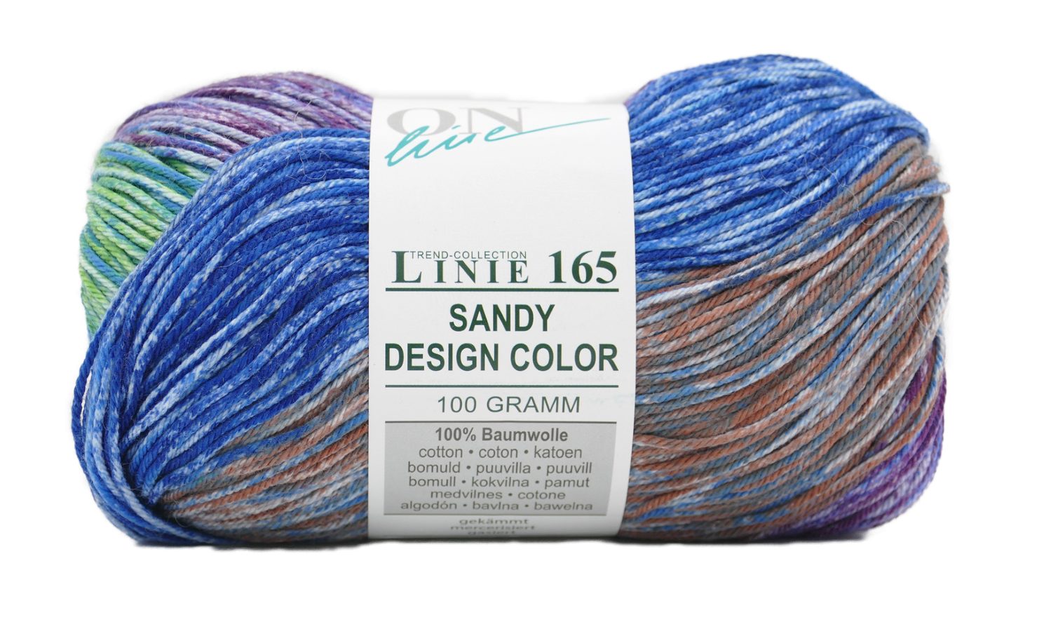 Online Garne Linie 165 Sandy Design Color Baumwollgarn mit Farbverlauf Häkelwolle, 240,00 m (Farbverlaufsgarn reine Baumwolle, Häkelgarn, Strickgarn, Strickwolle, Handstrickgarn), 100% Baumwolle, Nadelstärke 2,5 bis 3,5 mm