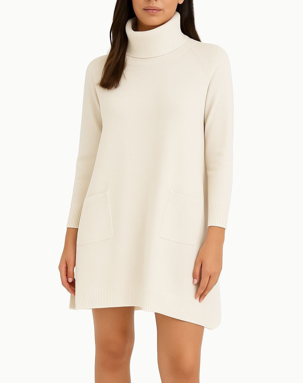 Mississhop Strickkleid Damen Strickkleid A-Linien Kleid mit Rollkragen und mit Taschen M.428