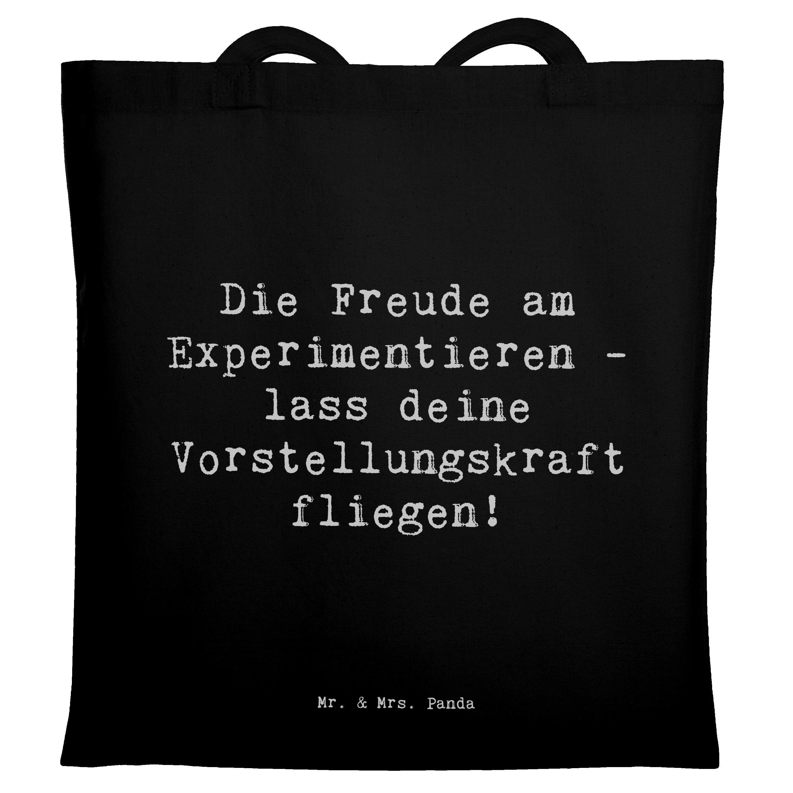 Tragetasche Spruch Die Freude am Experimentieren - Schwarz - Geschenk, Vorstellun