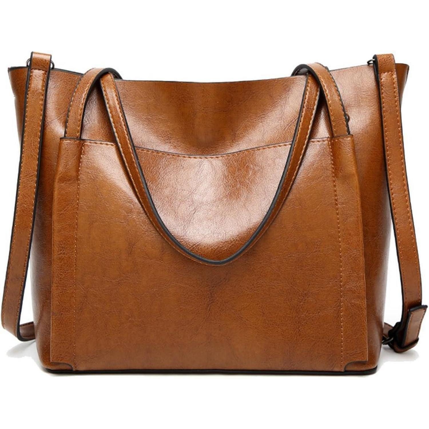 Shopper Damen Groß Shopper PU-Leder Schultertasche Umhängetasche Eimer