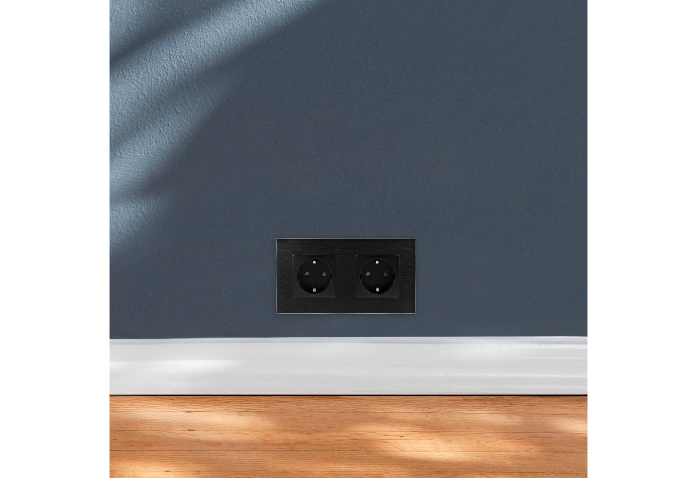Thumbnail - Navaris Steckdose Alu Schuko Steckdose zweifach - Design Einbau Wandsteckdose, 1-St.