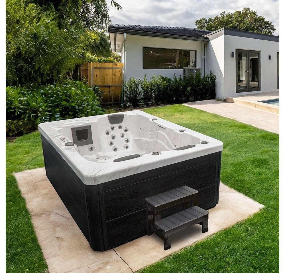 Thumbnail - HOME DELUXE Whirlpool Outdoor Whirlpool WHITE MARBLE, (Inkl. Heizung, 27 Massagedüsen und 9 Lichtquellen, 3-tlg), inkl. ...