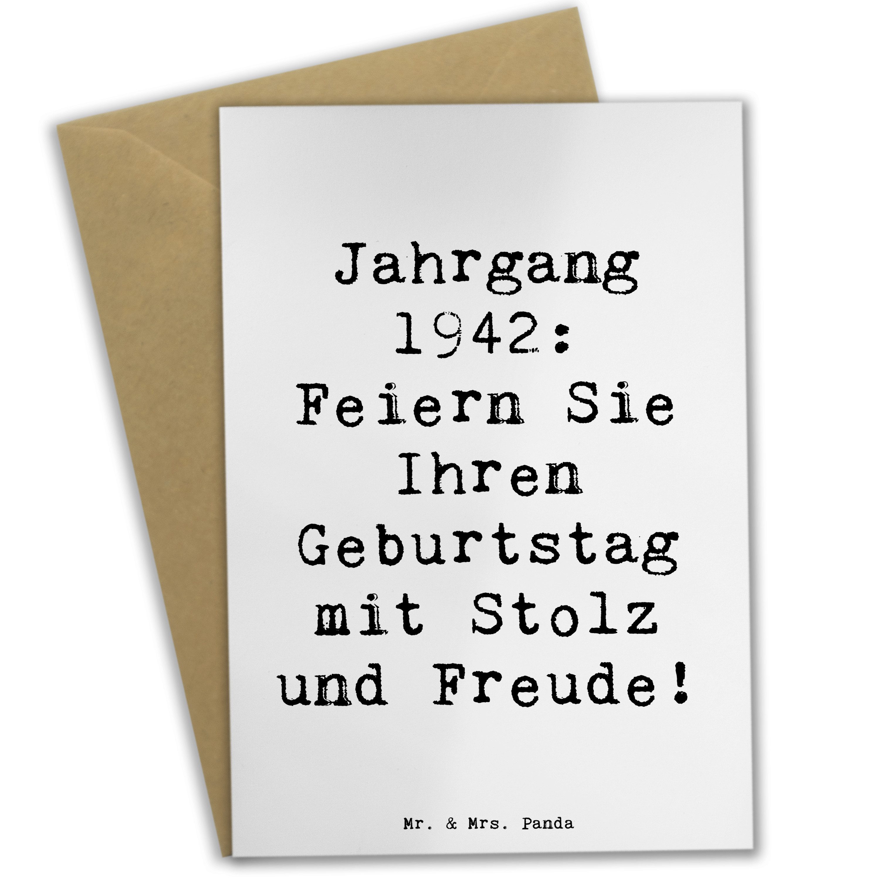 Mr. & Mrs. Panda Grußkarte Spruch 1942 Geburtstag Weiß Geschenk